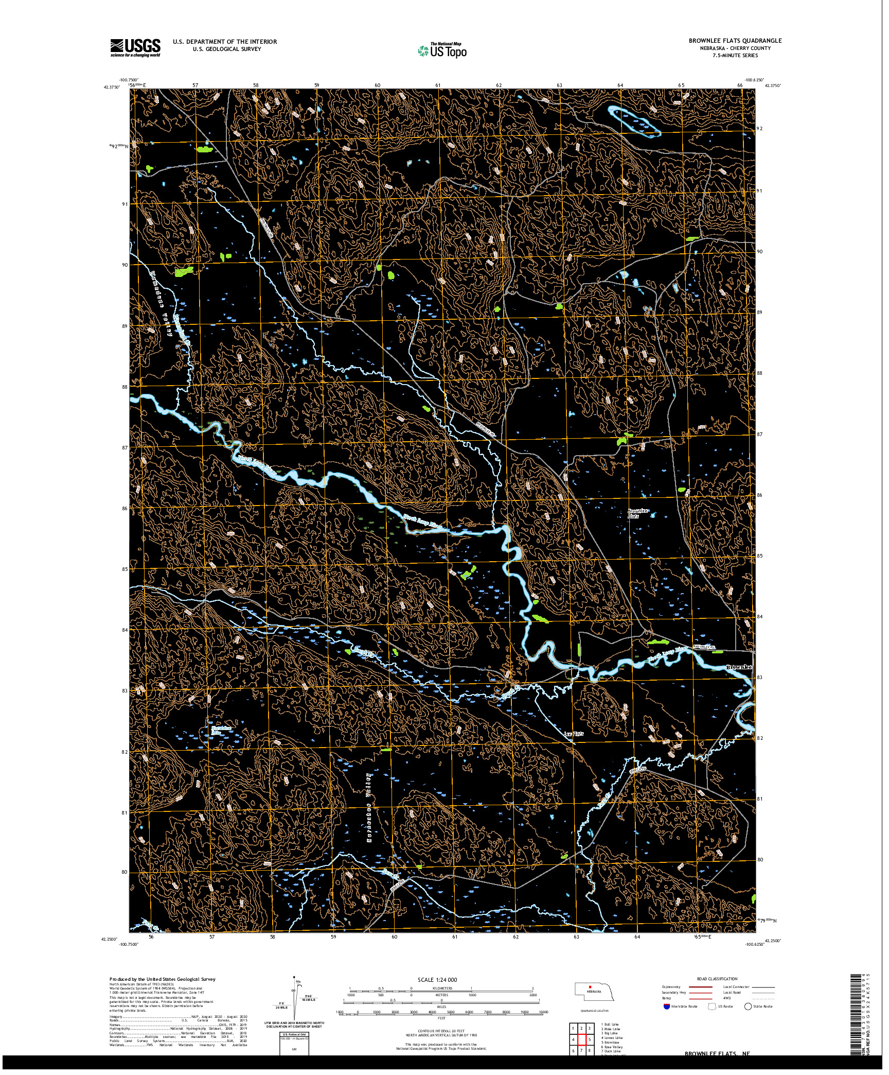 USGS US TOPO 7.5-MINUTE MAP FOR BROWNLEE FLATS, NE 2021