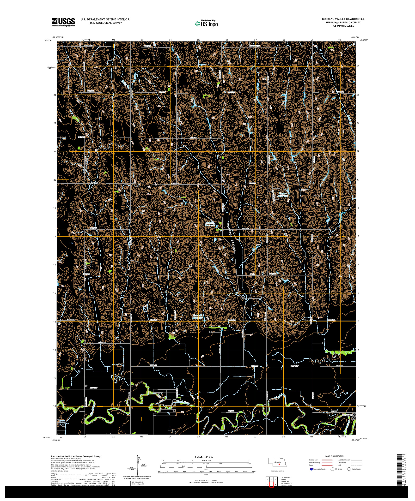 USGS US TOPO 7.5-MINUTE MAP FOR BUCKEYE VALLEY, NE 2021