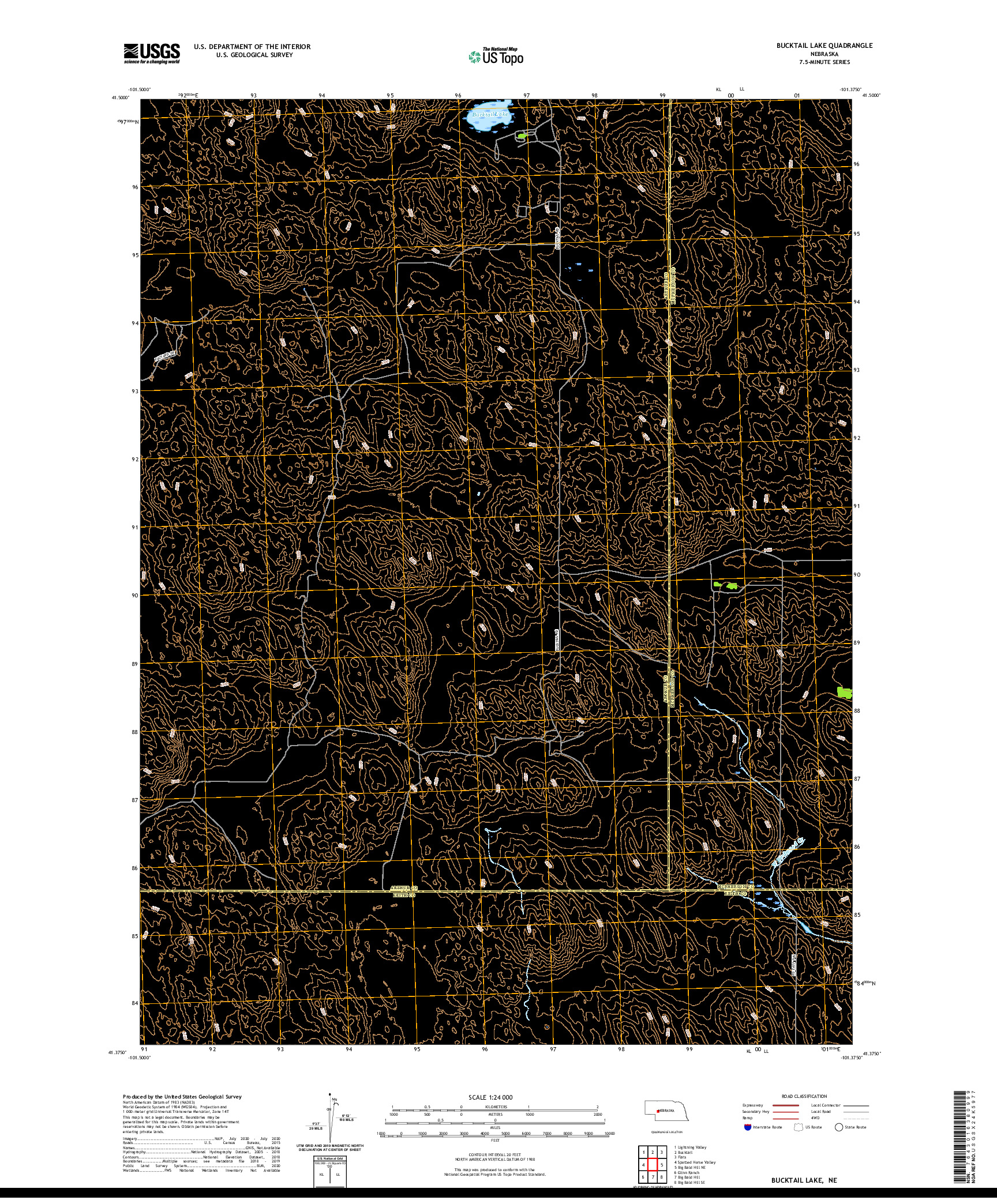 USGS US TOPO 7.5-MINUTE MAP FOR BUCKTAIL LAKE, NE 2021