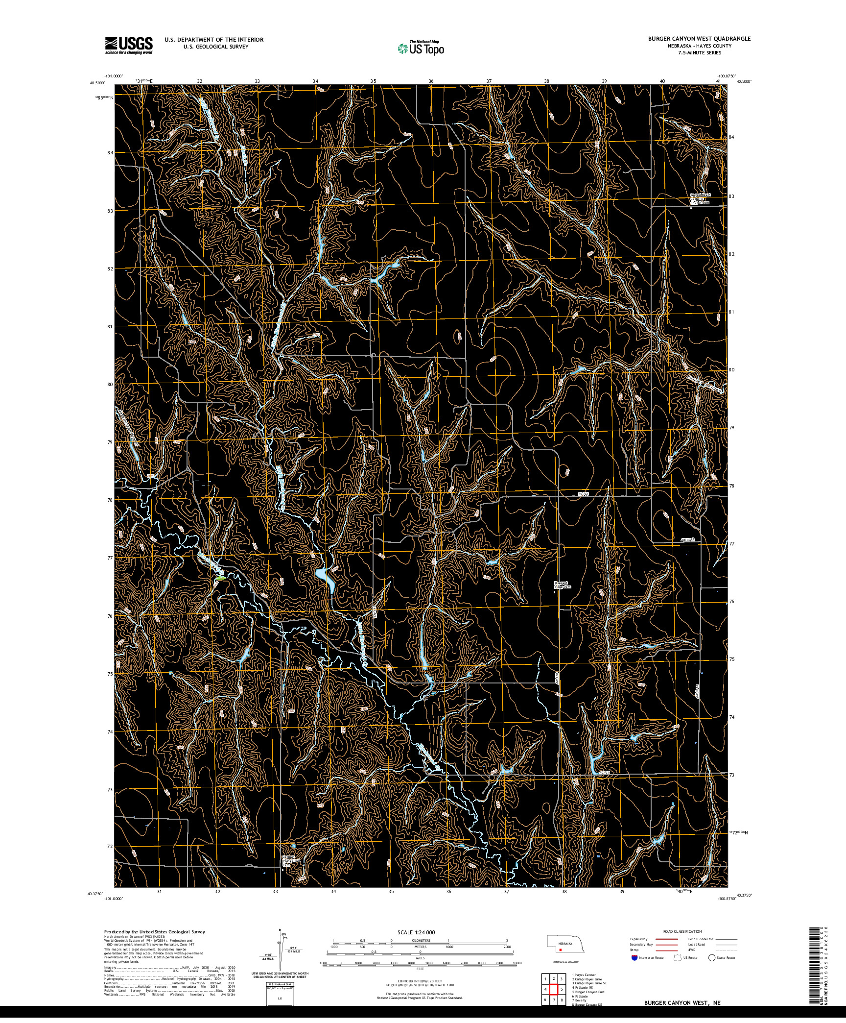 USGS US TOPO 7.5-MINUTE MAP FOR BURGER CANYON WEST, NE 2021