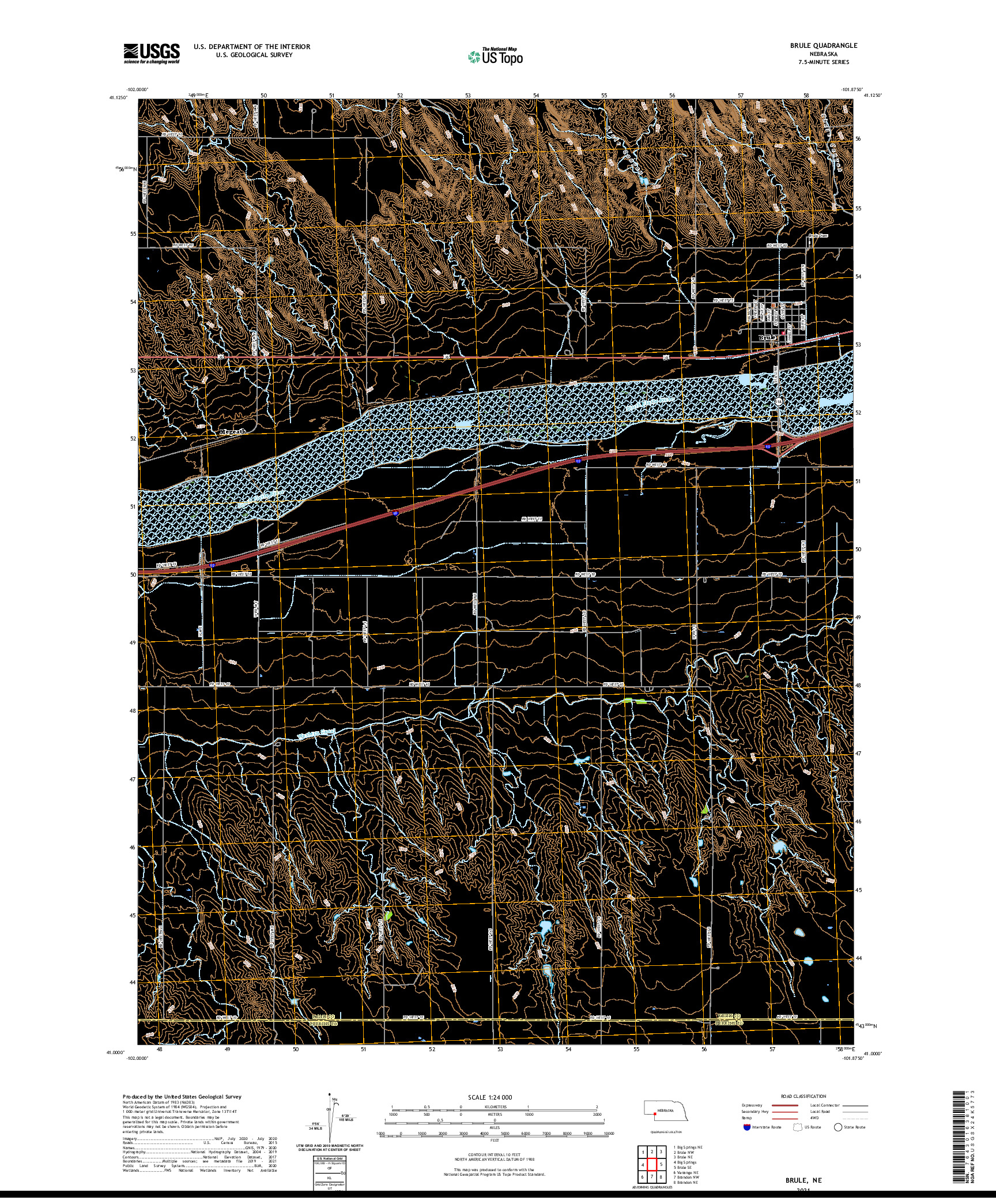 USGS US TOPO 7.5-MINUTE MAP FOR BRULE, NE 2021