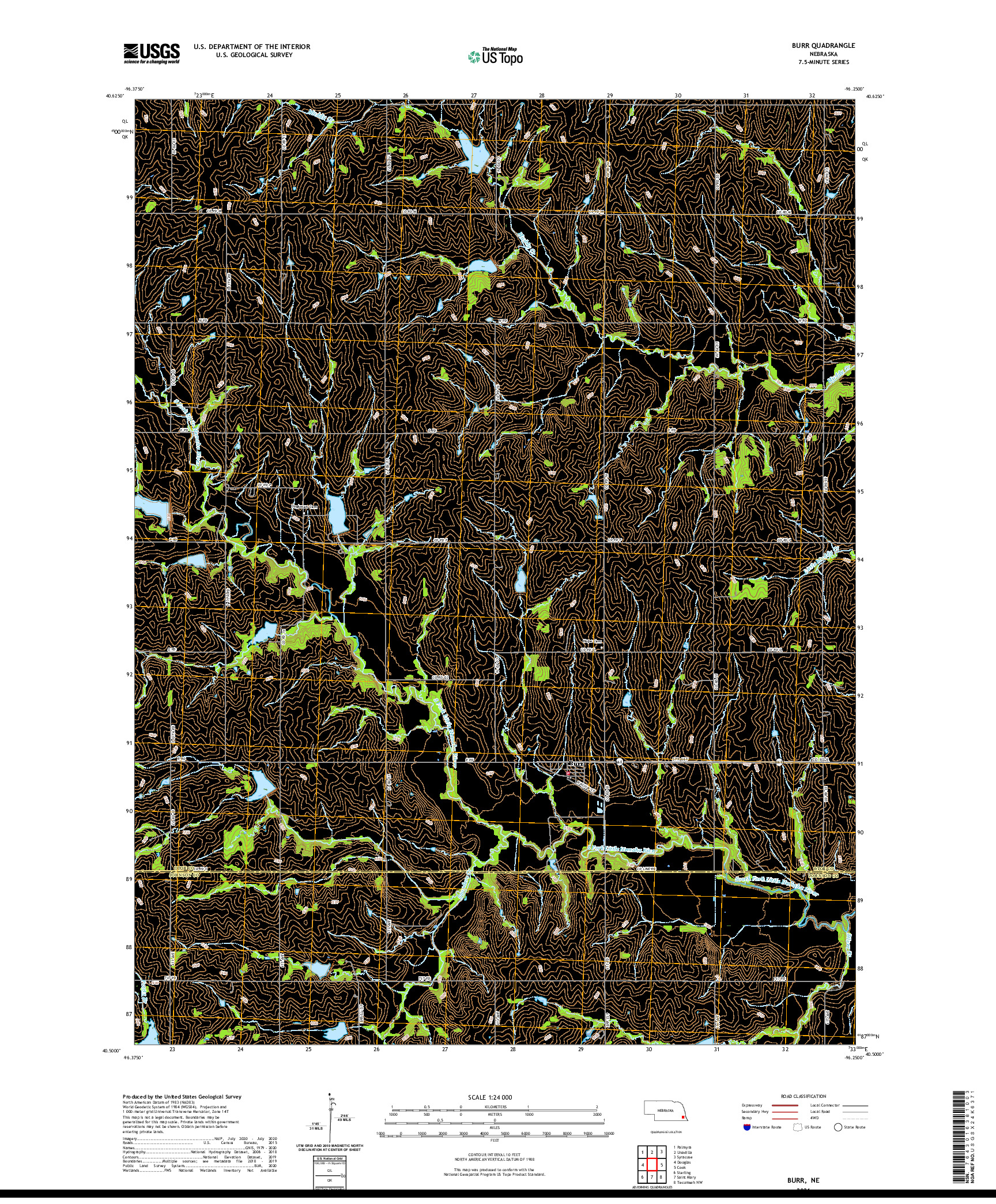 USGS US TOPO 7.5-MINUTE MAP FOR BURR, NE 2021