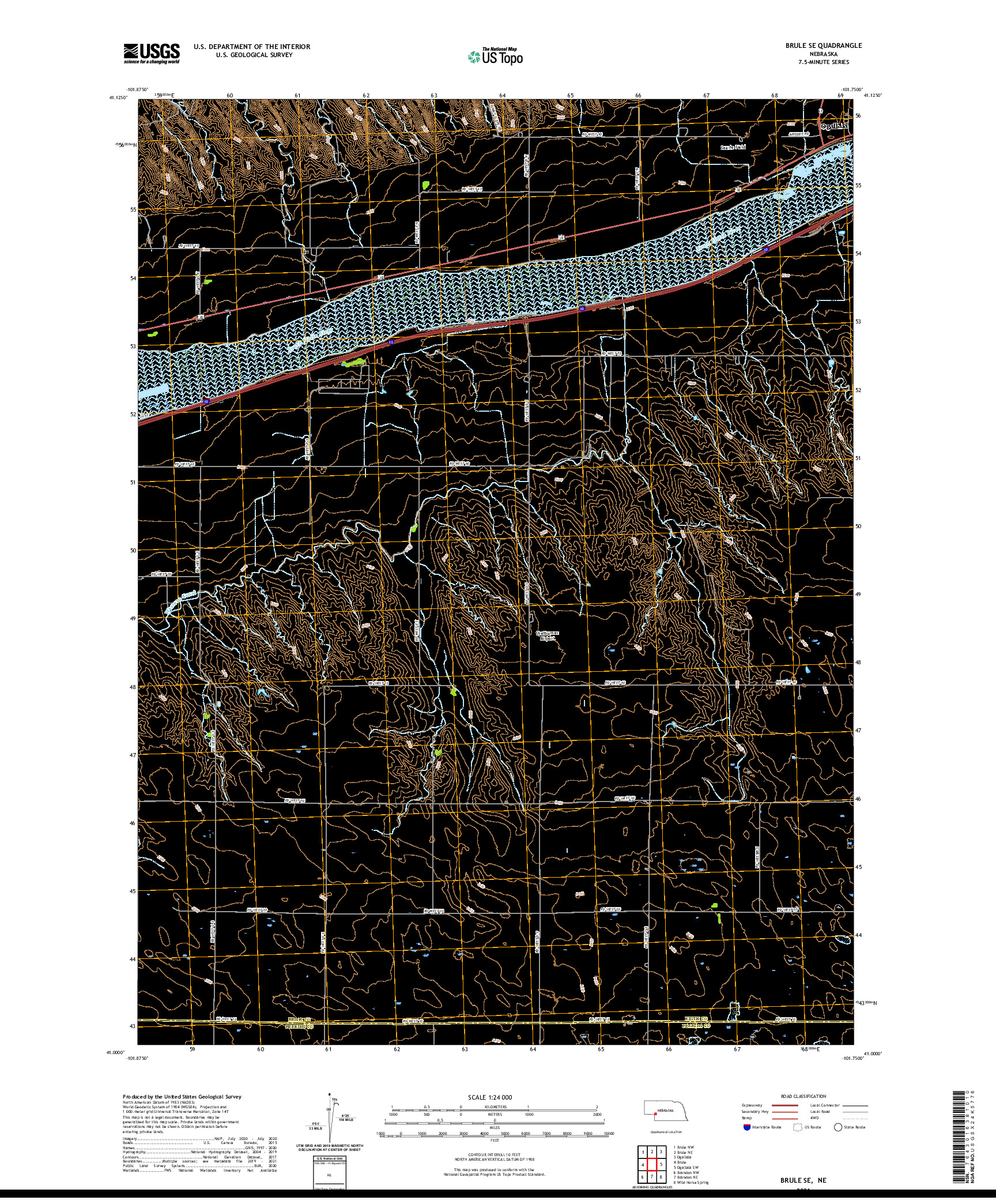 USGS US TOPO 7.5-MINUTE MAP FOR BRULE SE, NE 2021