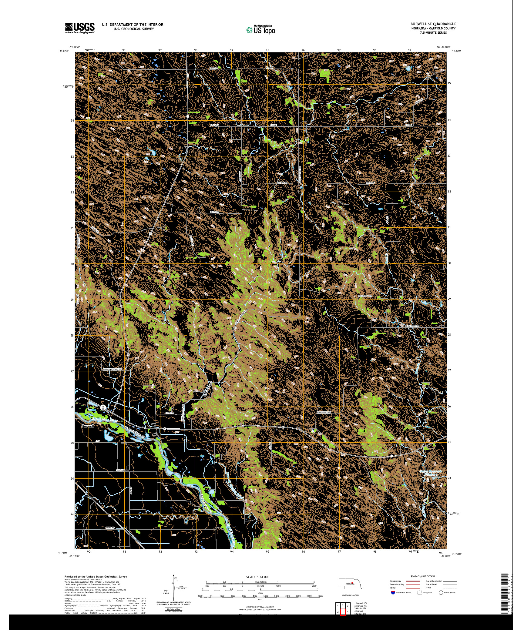 USGS US TOPO 7.5-MINUTE MAP FOR BURWELL SE, NE 2021