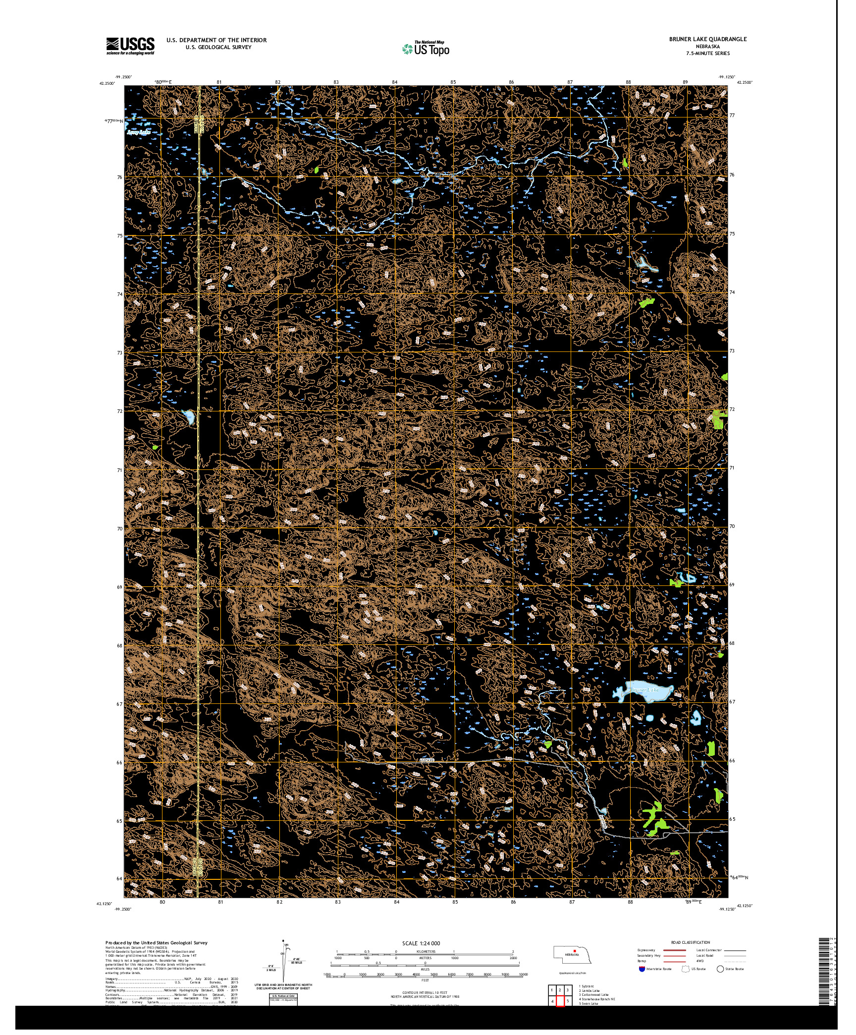 USGS US TOPO 7.5-MINUTE MAP FOR BRUNER LAKE, NE 2021