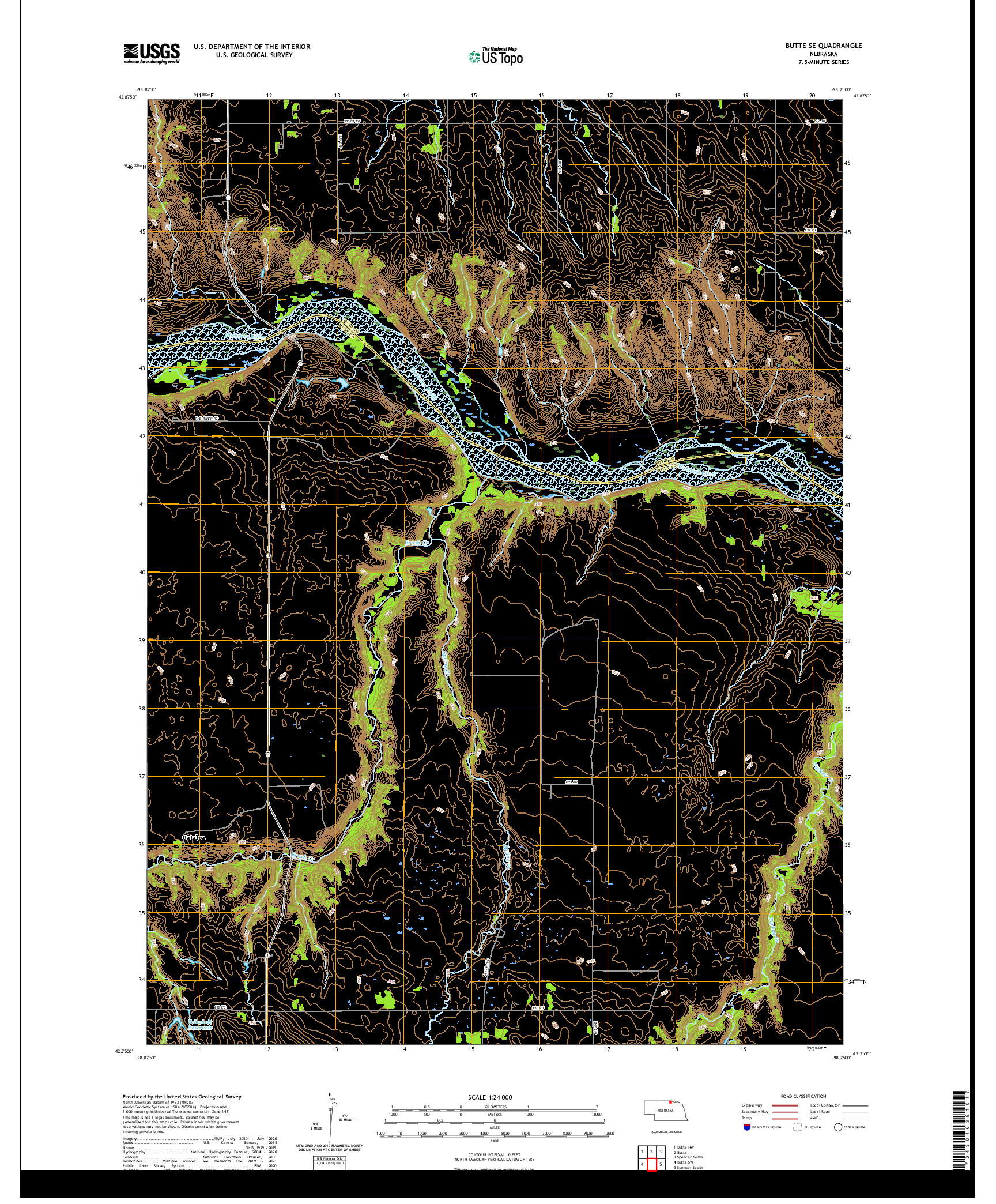USGS US TOPO 7.5-MINUTE MAP FOR BUTTE SE, NE 2021
