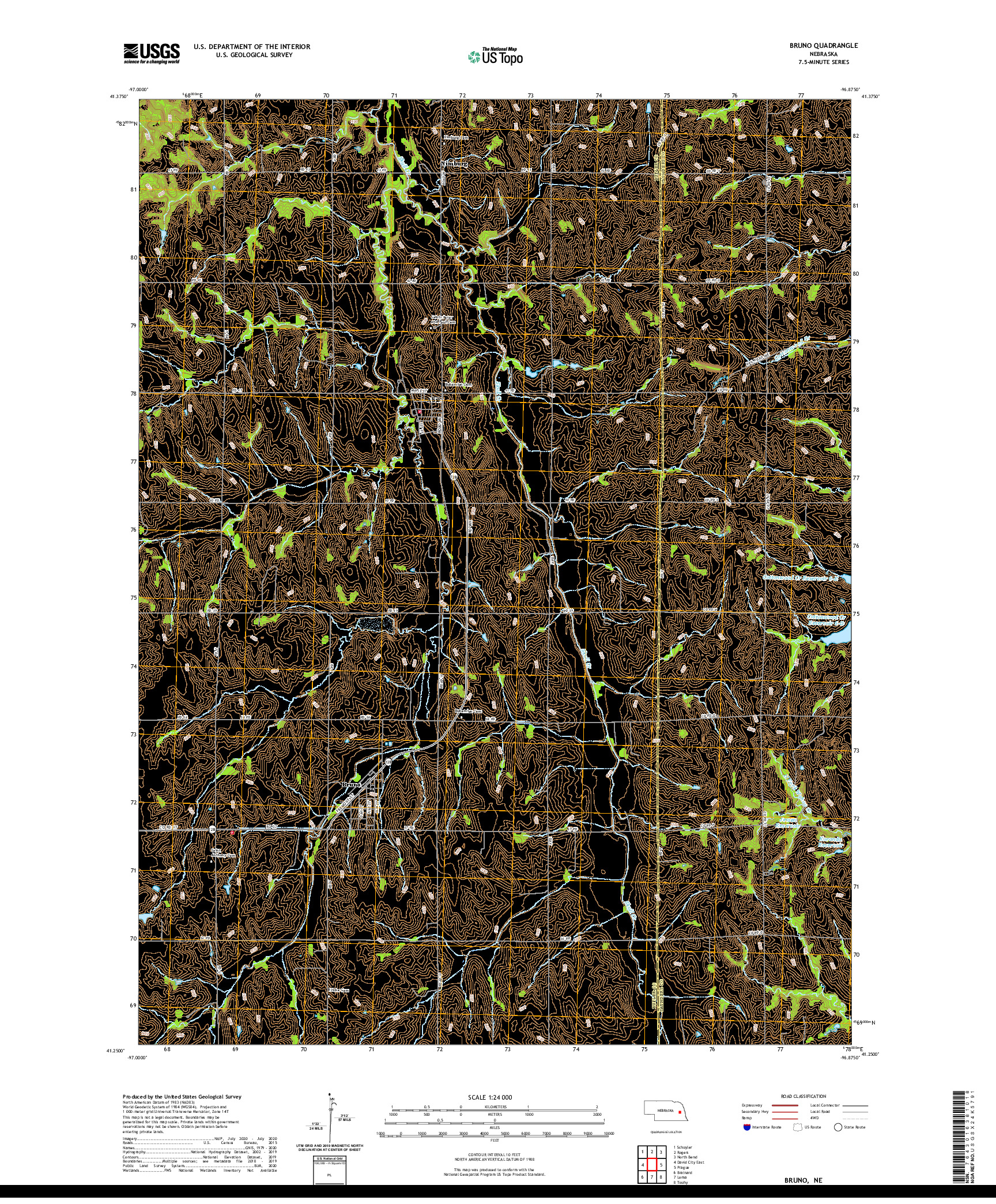 USGS US TOPO 7.5-MINUTE MAP FOR BRUNO, NE 2021