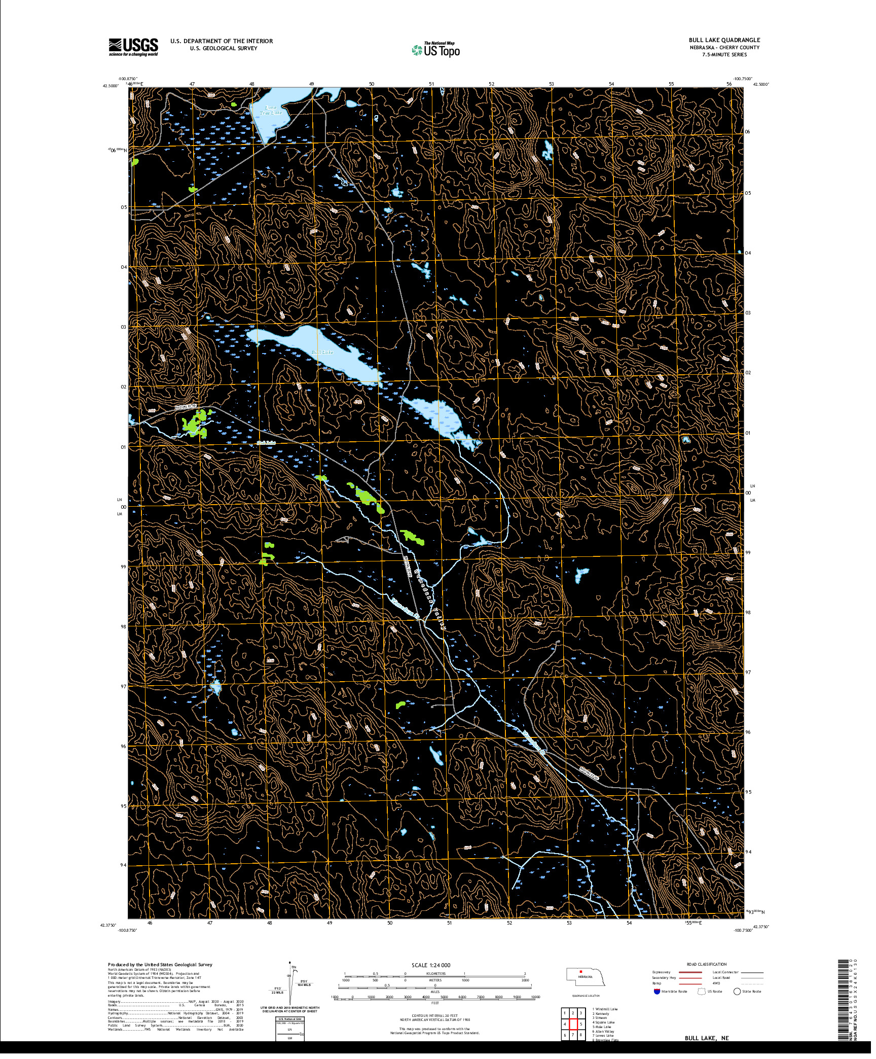 USGS US TOPO 7.5-MINUTE MAP FOR BULL LAKE, NE 2021
