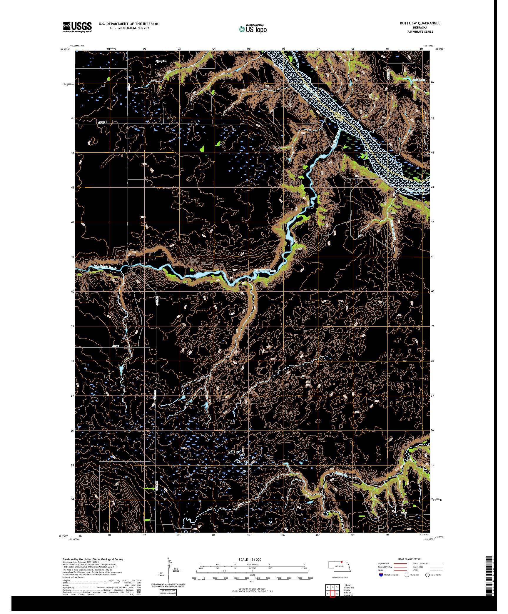 USGS US TOPO 7.5-MINUTE MAP FOR BUTTE SW, NE 2021