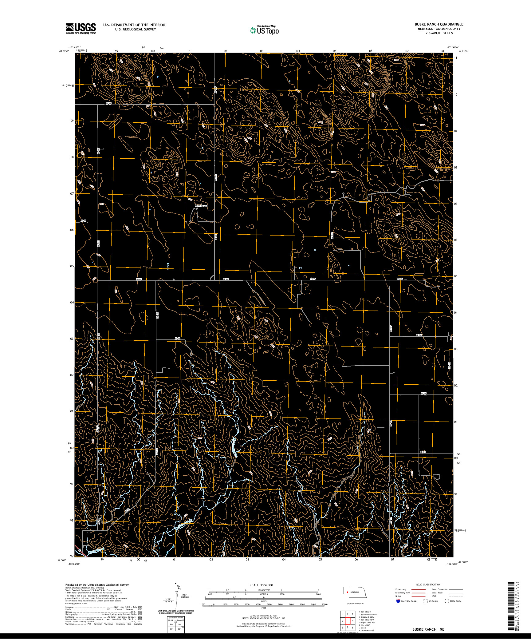USGS US TOPO 7.5-MINUTE MAP FOR BUSKE RANCH, NE 2021