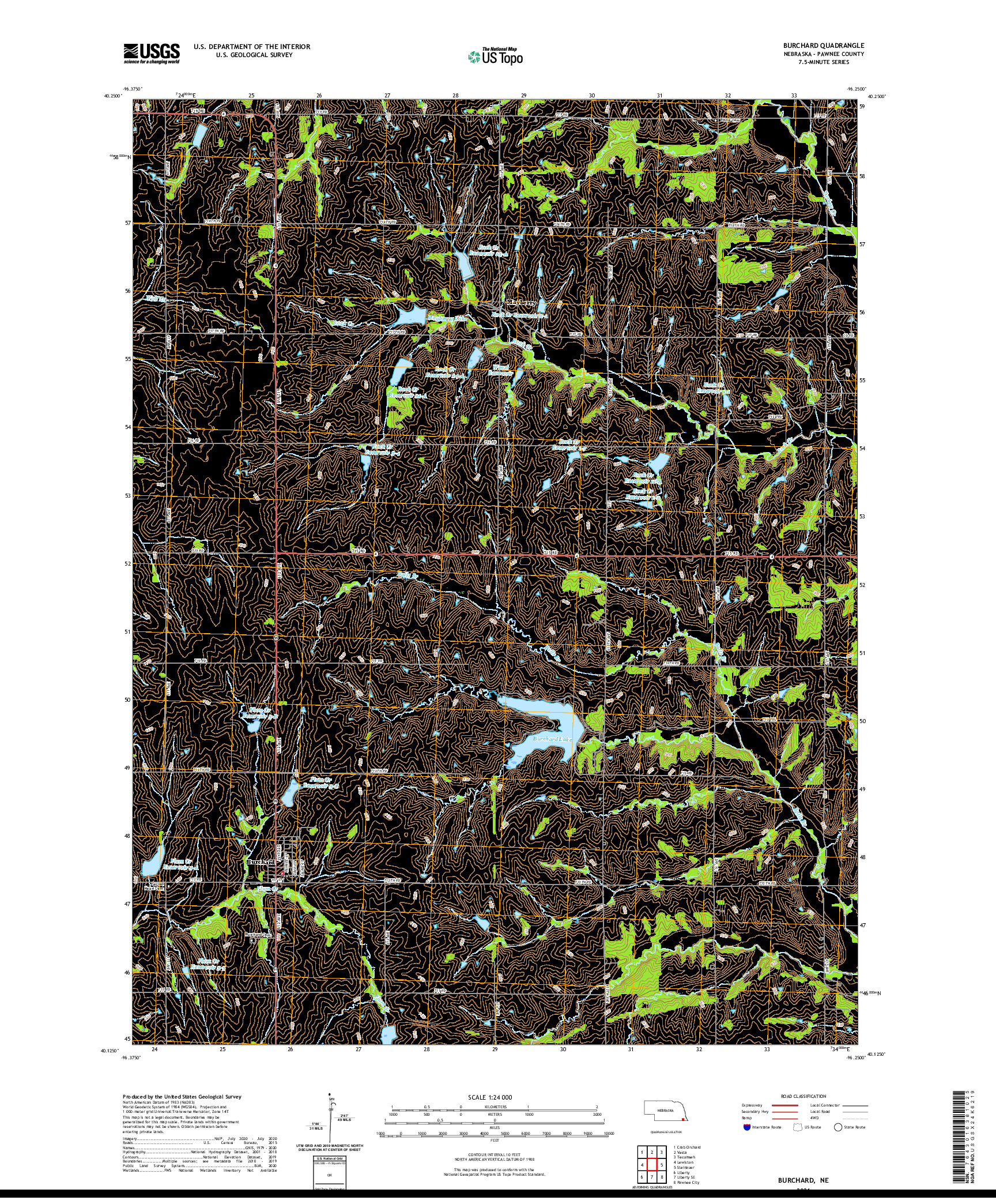 USGS US TOPO 7.5-MINUTE MAP FOR BURCHARD, NE 2021