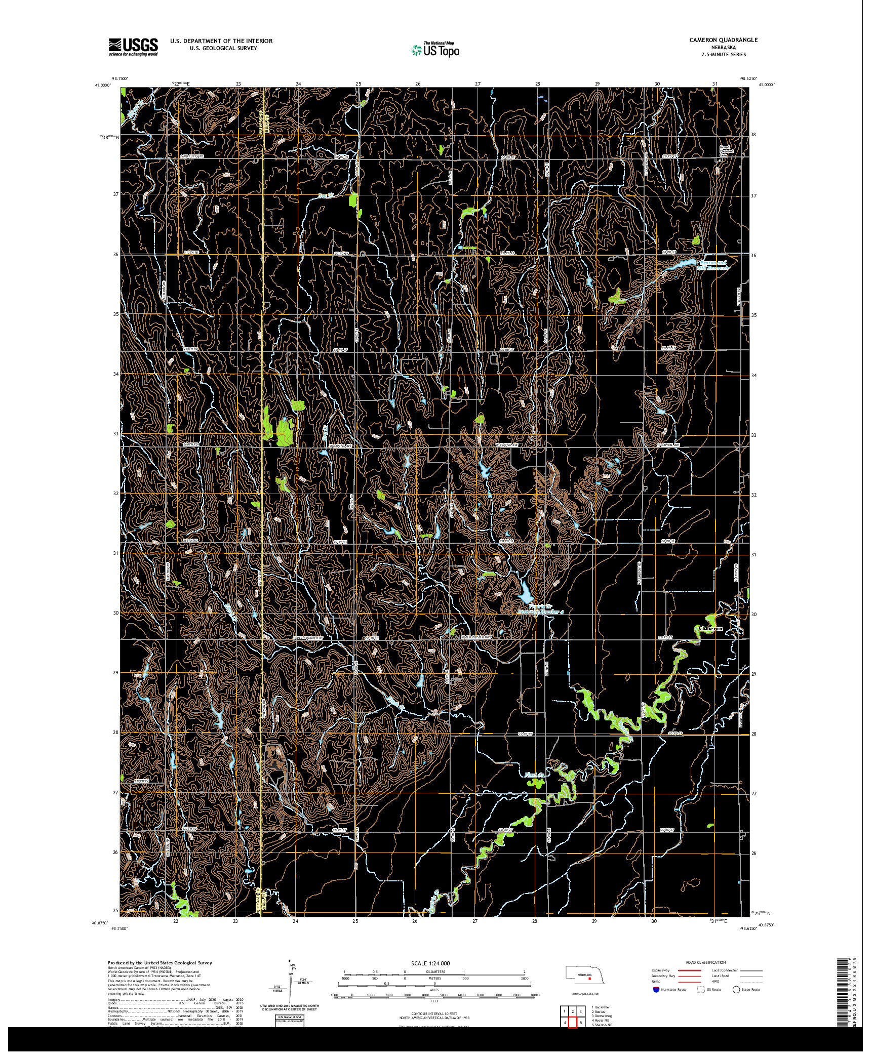 USGS US TOPO 7.5-MINUTE MAP FOR CAMERON, NE 2021