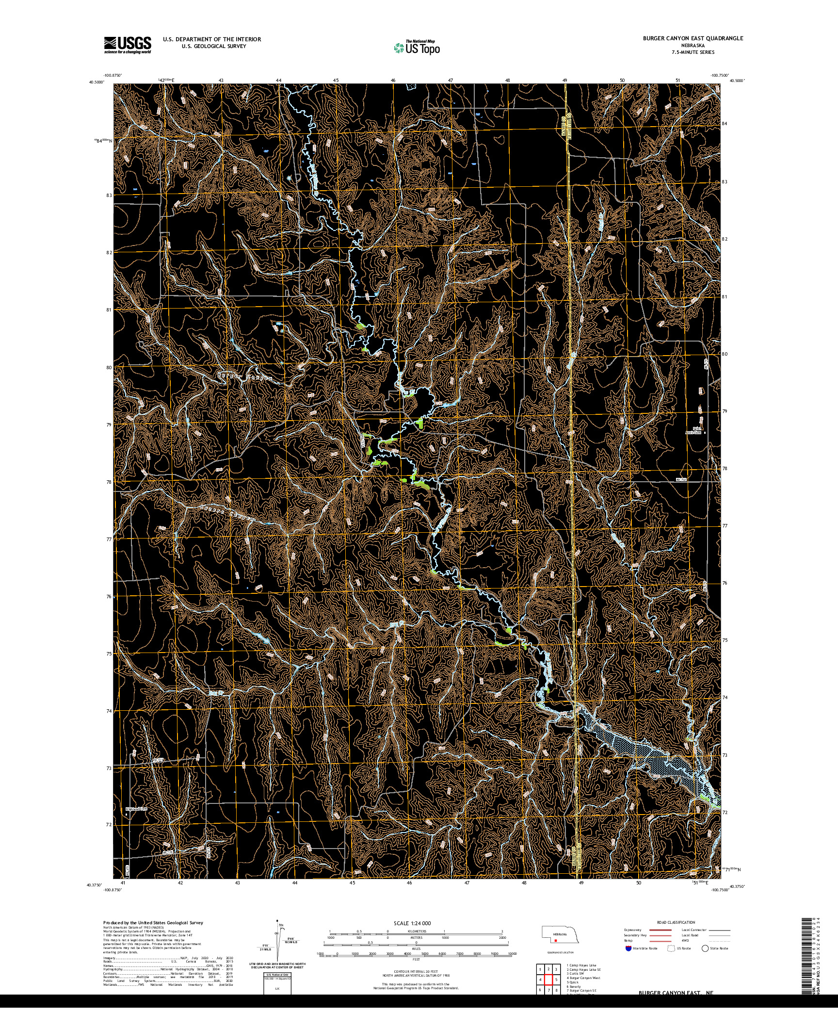 USGS US TOPO 7.5-MINUTE MAP FOR BURGER CANYON EAST, NE 2021