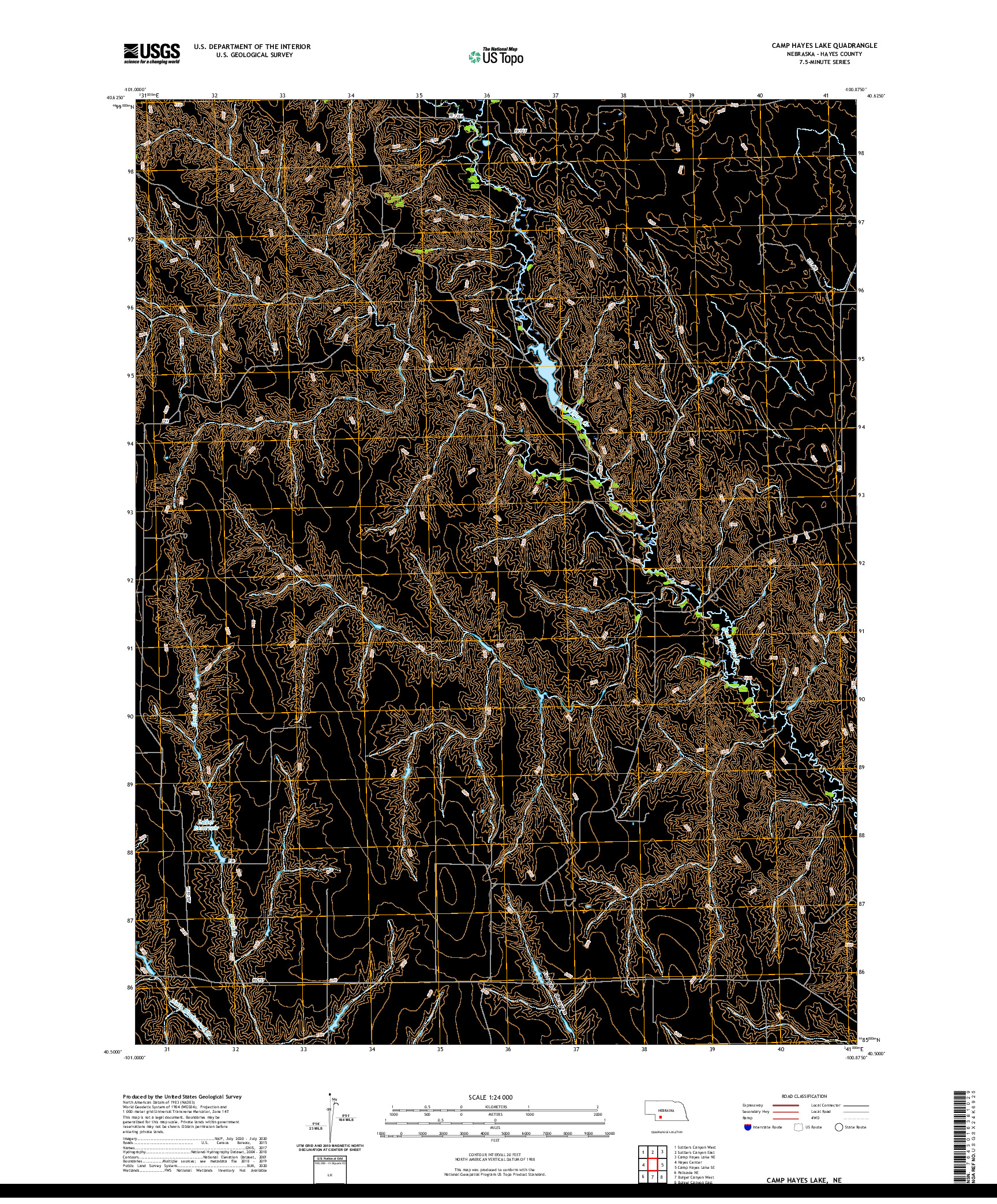 USGS US TOPO 7.5-MINUTE MAP FOR CAMP HAYES LAKE, NE 2021