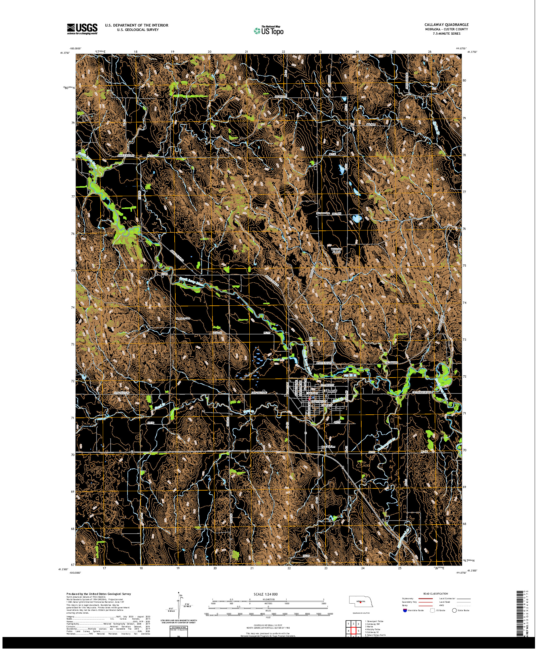 USGS US TOPO 7.5-MINUTE MAP FOR CALLAWAY, NE 2021