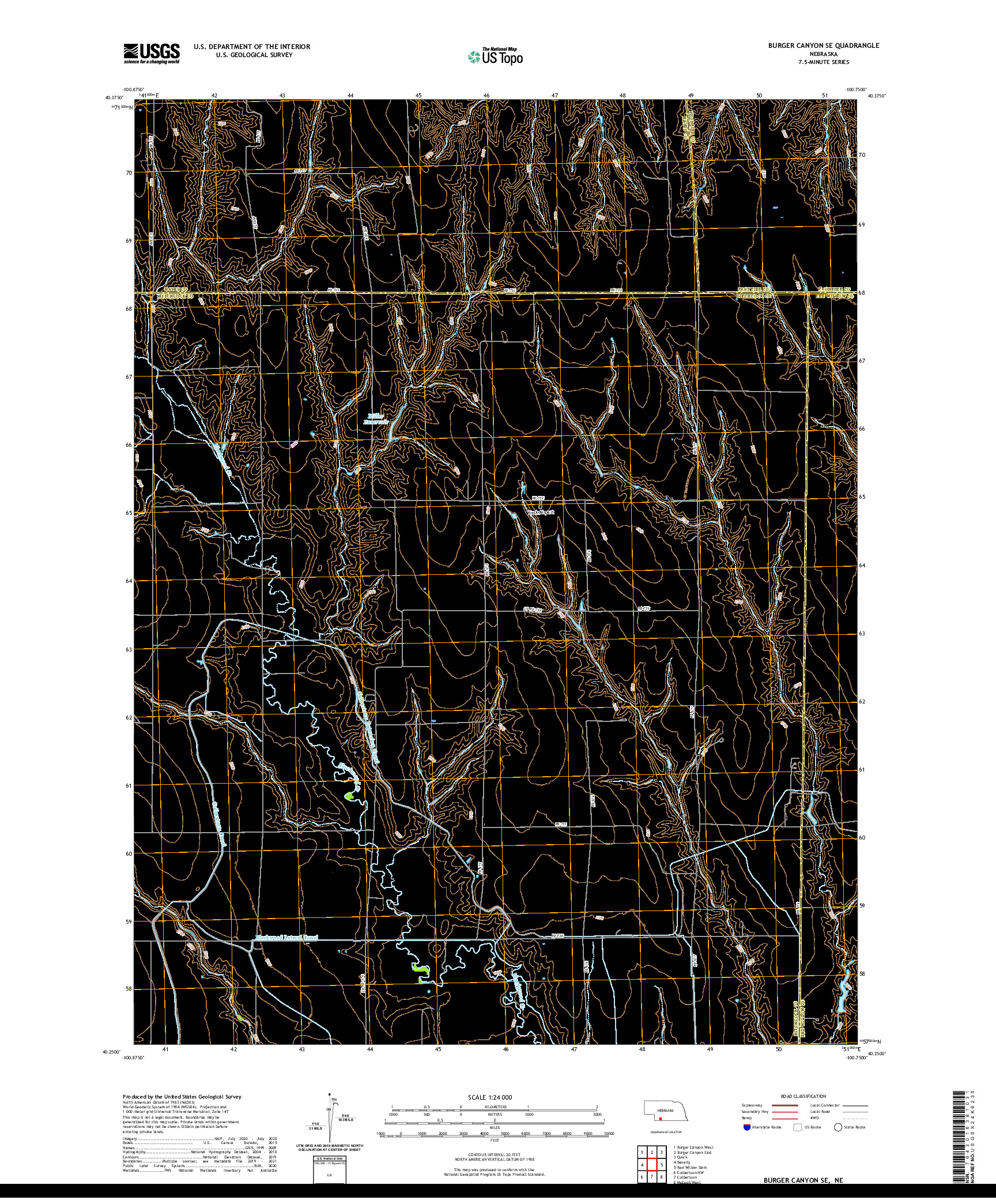 USGS US TOPO 7.5-MINUTE MAP FOR BURGER CANYON SE, NE 2021