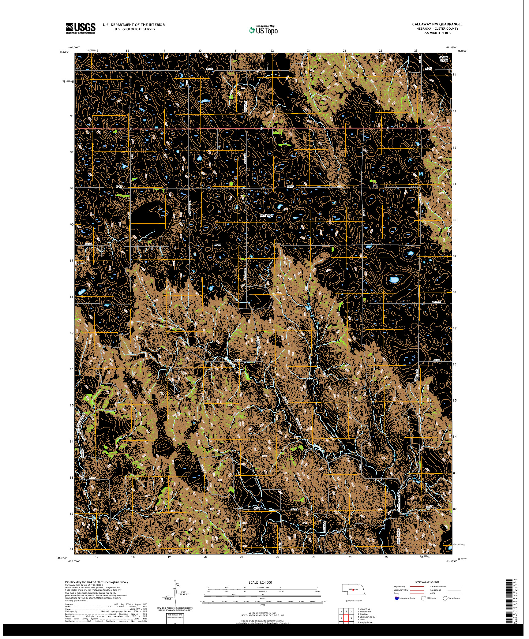 USGS US TOPO 7.5-MINUTE MAP FOR CALLAWAY NW, NE 2021