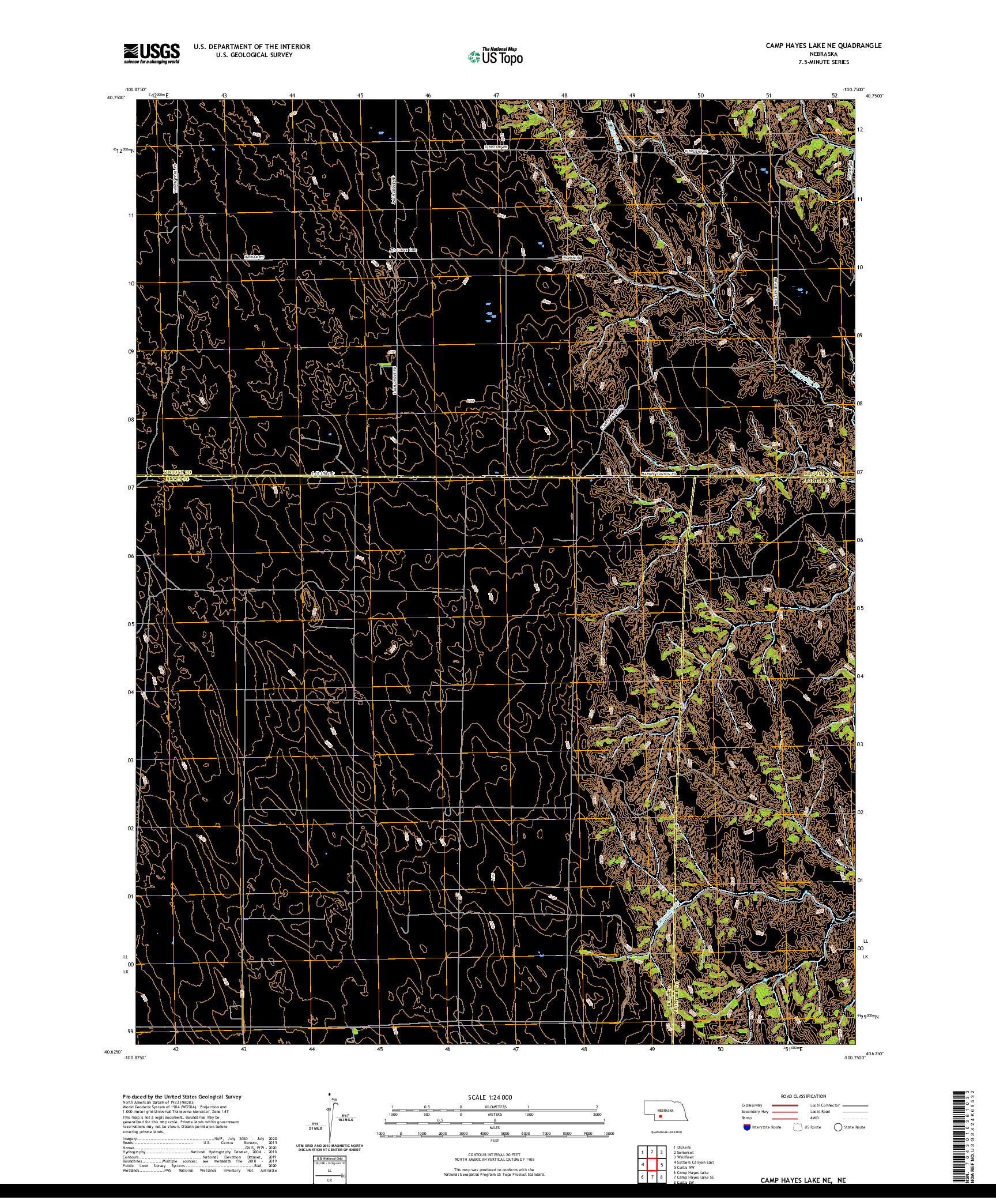 USGS US TOPO 7.5-MINUTE MAP FOR CAMP HAYES LAKE NE, NE 2021