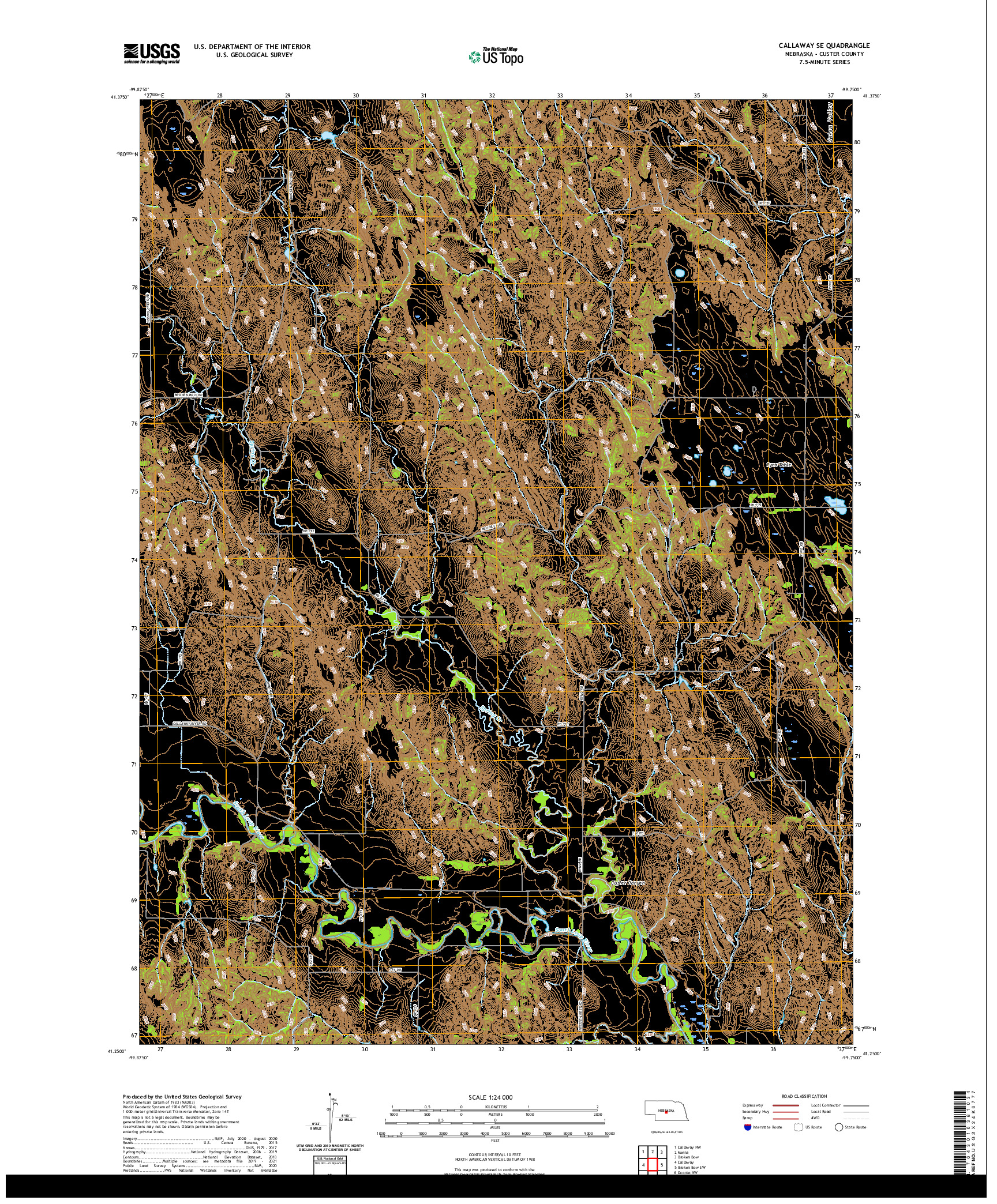USGS US TOPO 7.5-MINUTE MAP FOR CALLAWAY SE, NE 2021