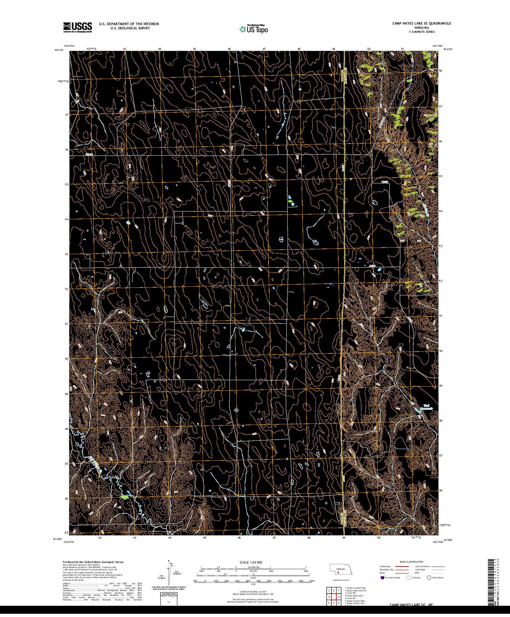 USGS US TOPO 7.5-MINUTE MAP FOR CAMP HAYES LAKE SE, NE 2021