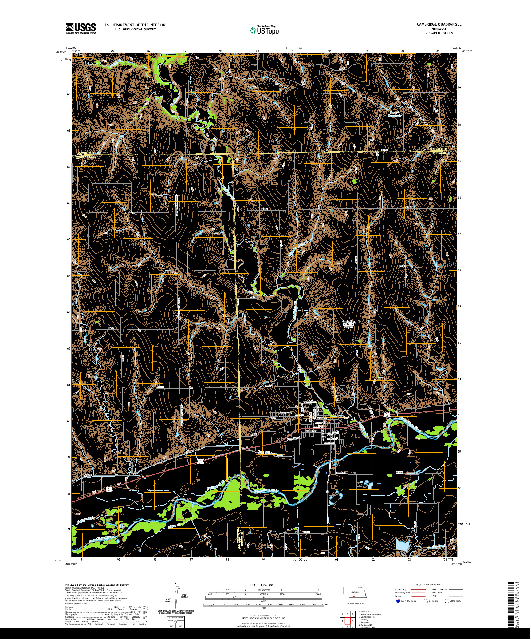 USGS US TOPO 7.5-MINUTE MAP FOR CAMBRIDGE, NE 2021