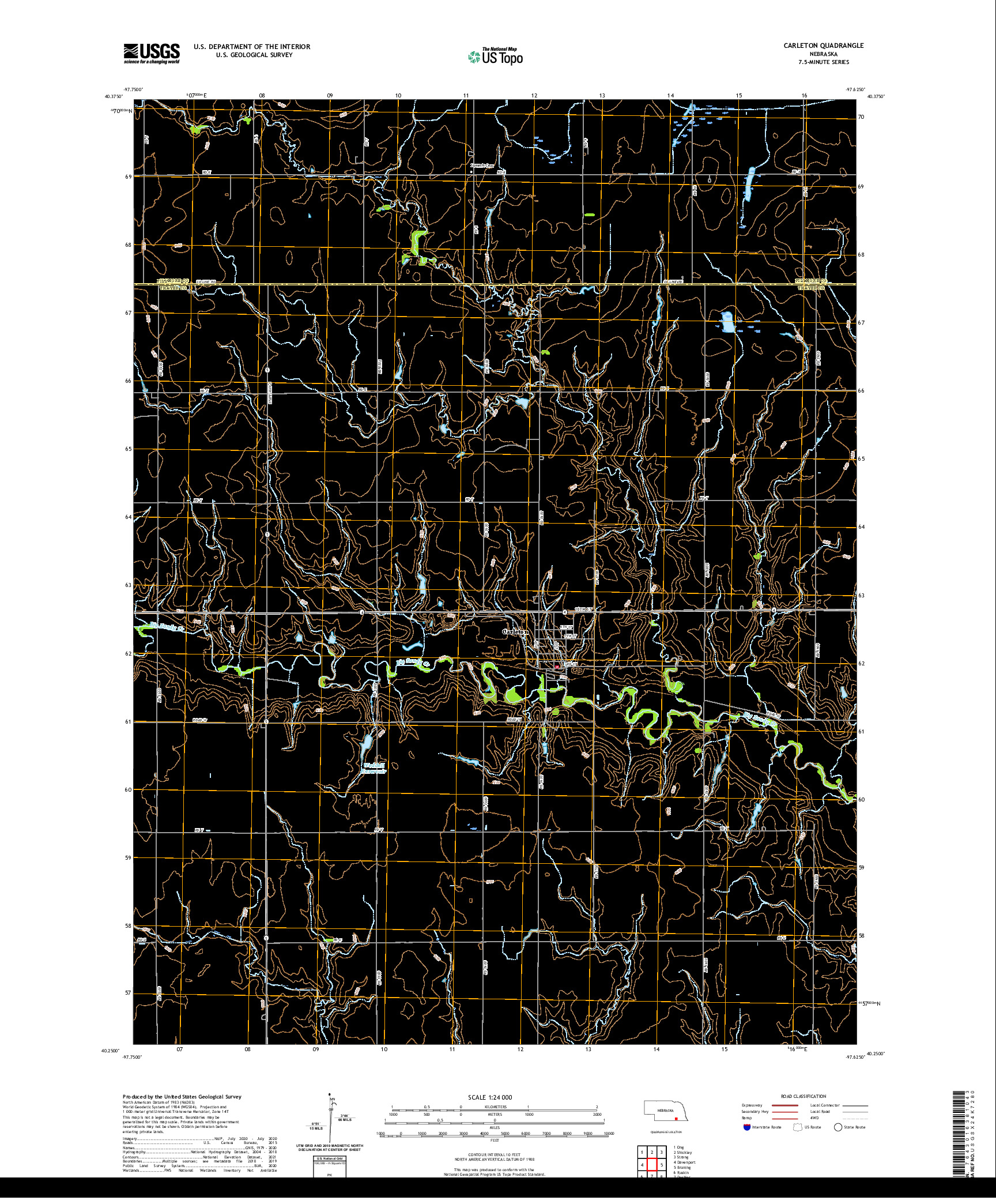 USGS US TOPO 7.5-MINUTE MAP FOR CARLETON, NE 2021