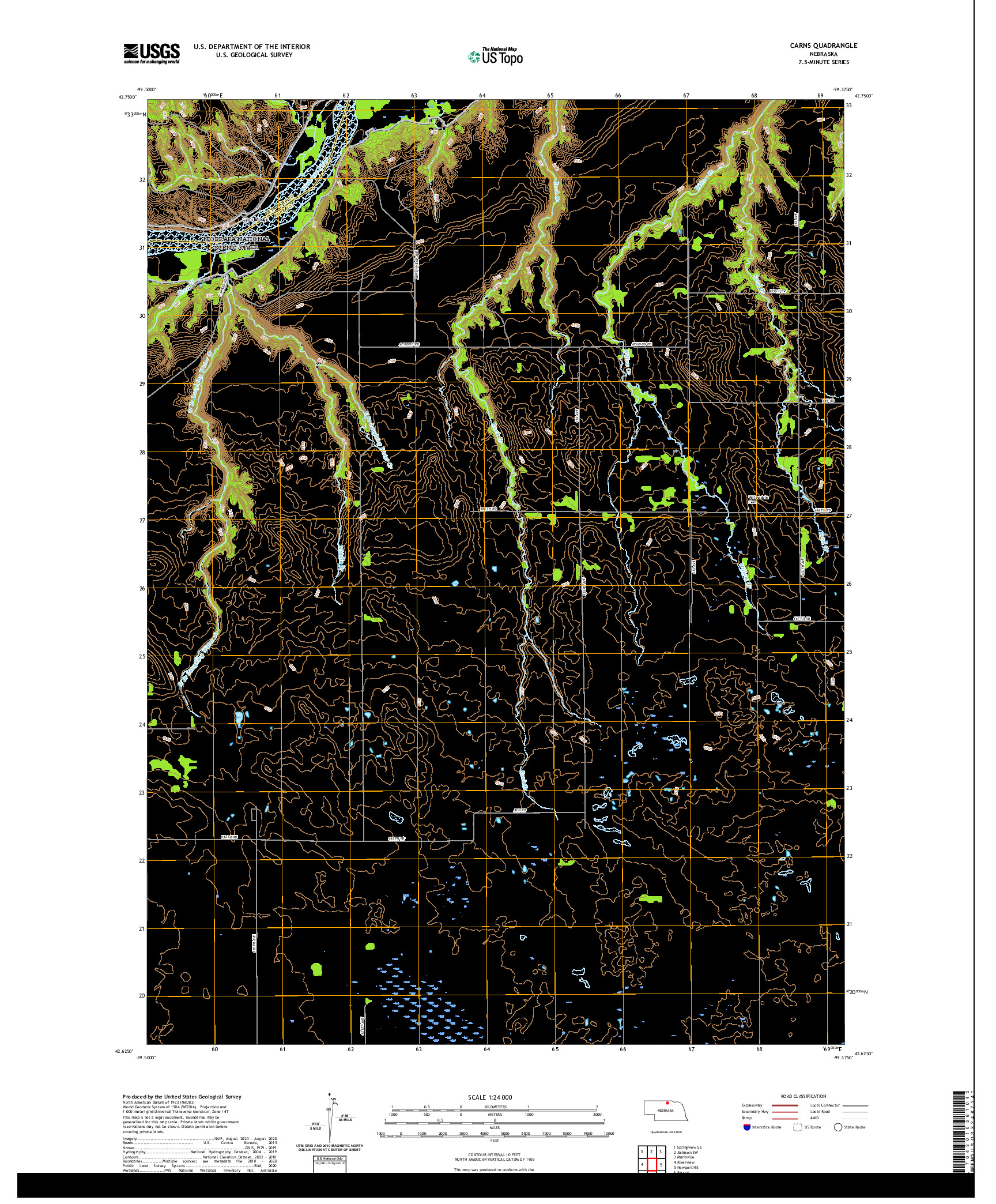 USGS US TOPO 7.5-MINUTE MAP FOR CARNS, NE 2021