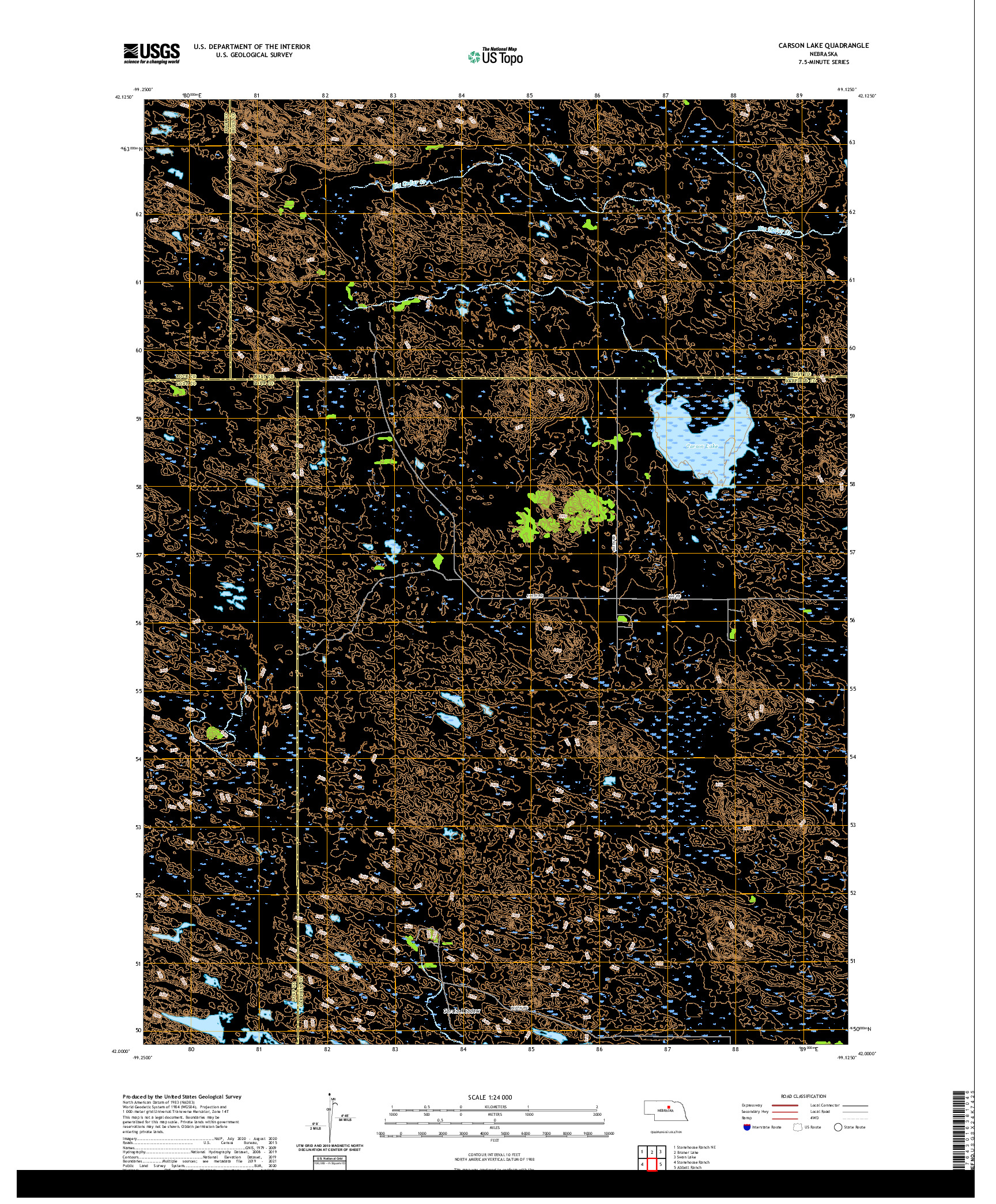 USGS US TOPO 7.5-MINUTE MAP FOR CARSON LAKE, NE 2021