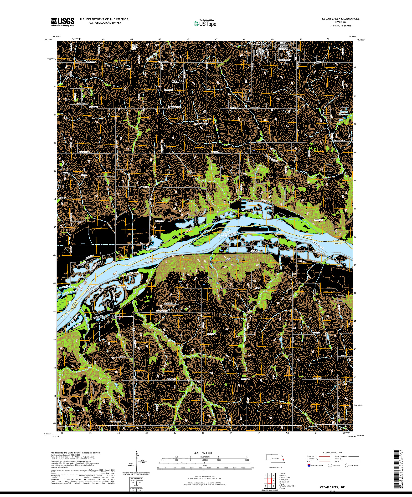 USGS US TOPO 7.5-MINUTE MAP FOR CEDAR CREEK, NE 2021