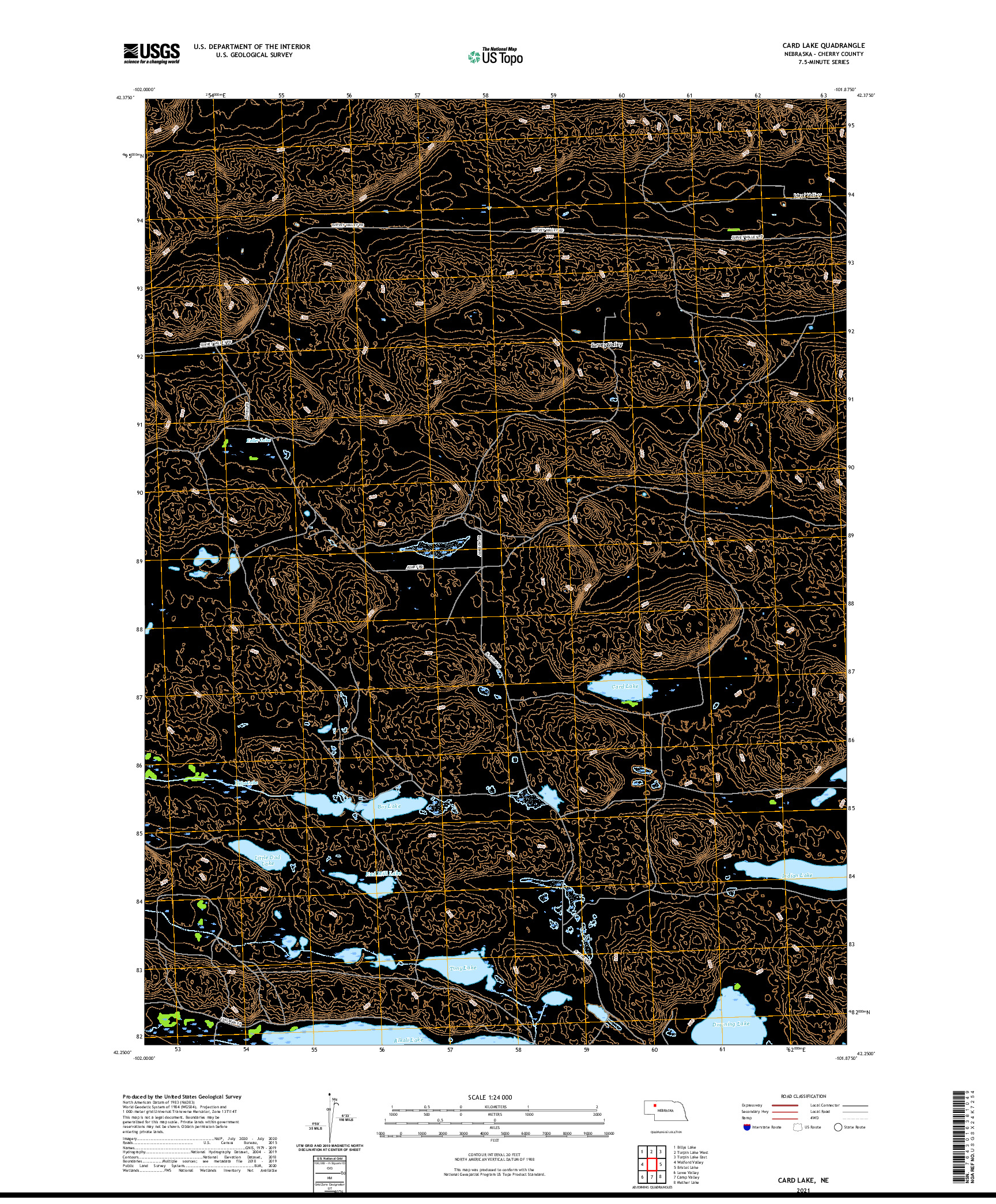 USGS US TOPO 7.5-MINUTE MAP FOR CARD LAKE, NE 2021