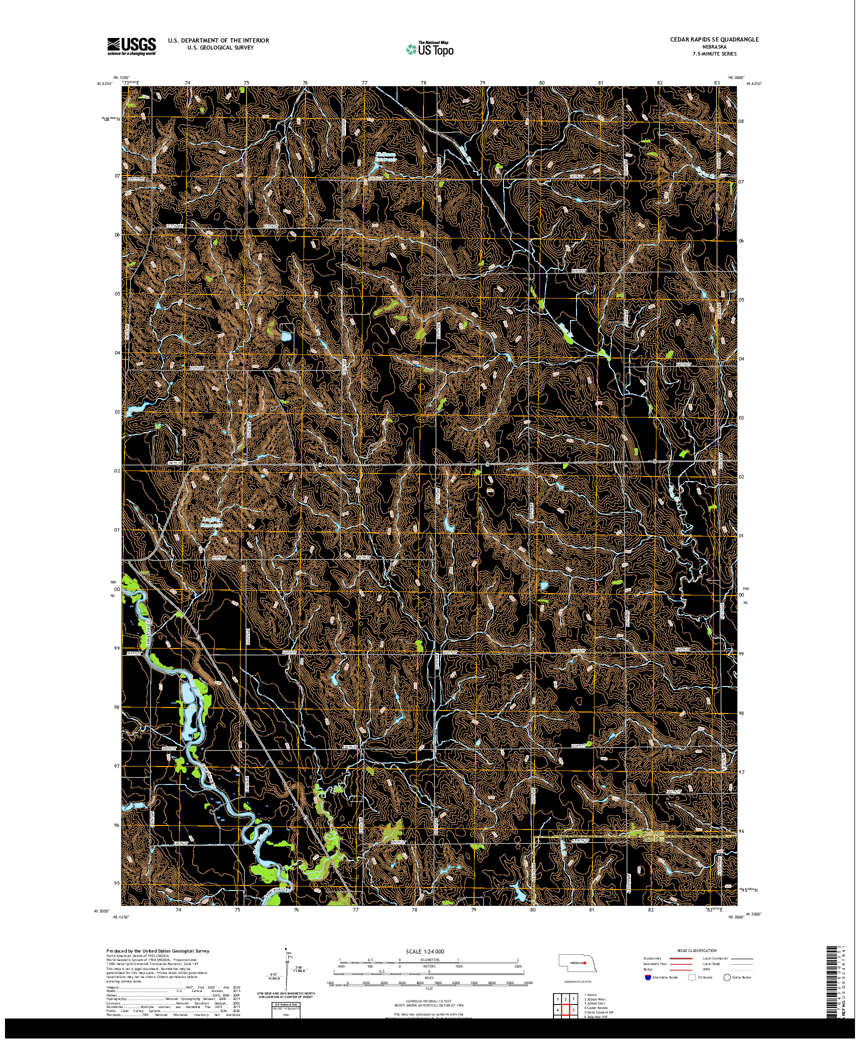 USGS US TOPO 7.5-MINUTE MAP FOR CEDAR RAPIDS SE, NE 2021