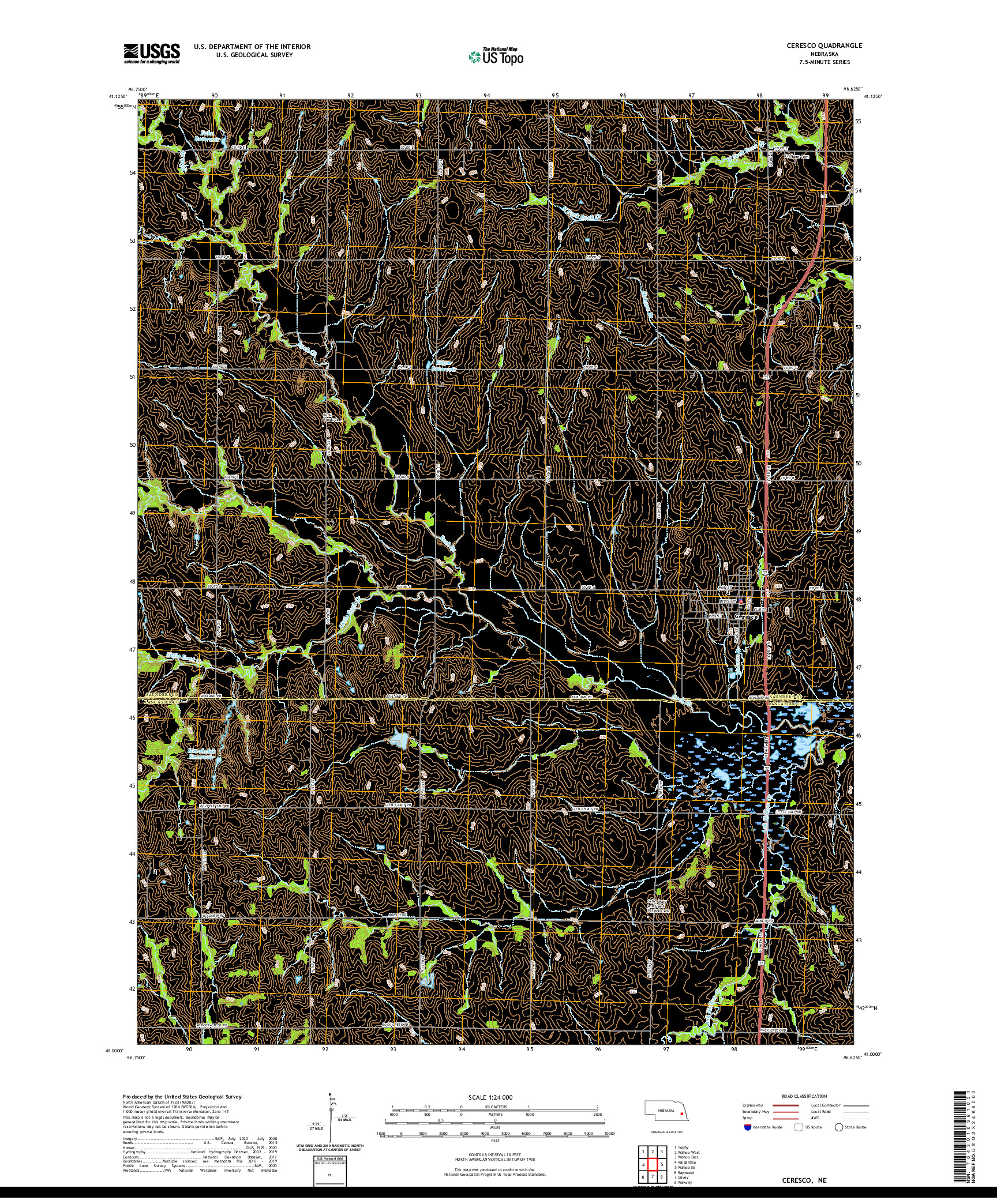 USGS US TOPO 7.5-MINUTE MAP FOR CERESCO, NE 2021
