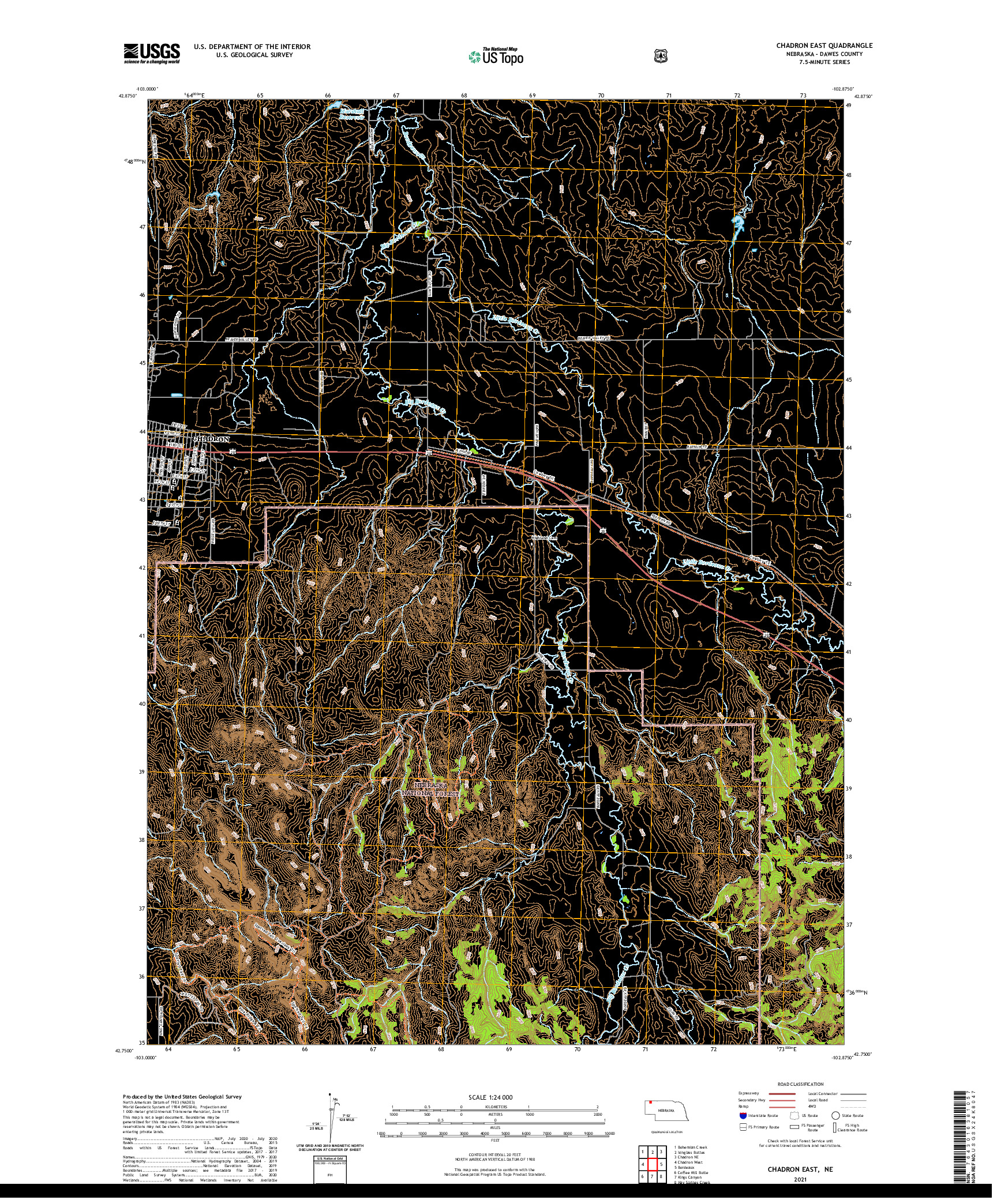 USGS US TOPO 7.5-MINUTE MAP FOR CHADRON EAST, NE 2021