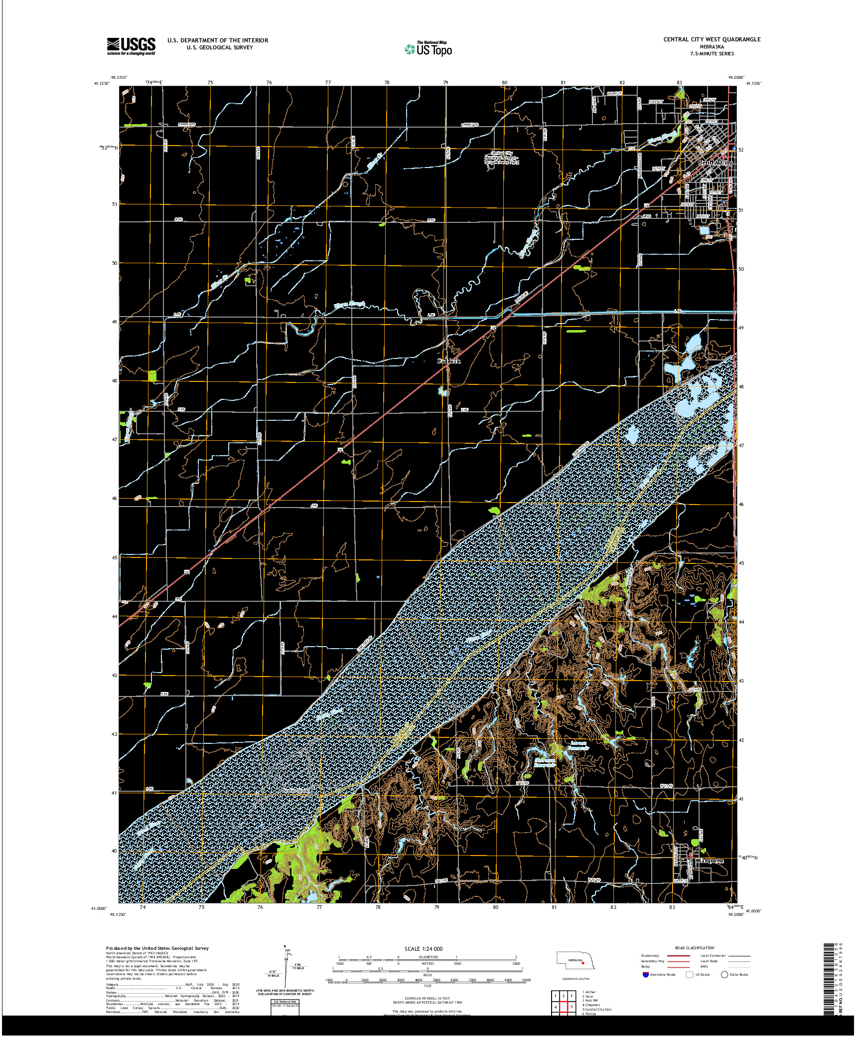 USGS US TOPO 7.5-MINUTE MAP FOR CENTRAL CITY WEST, NE 2021