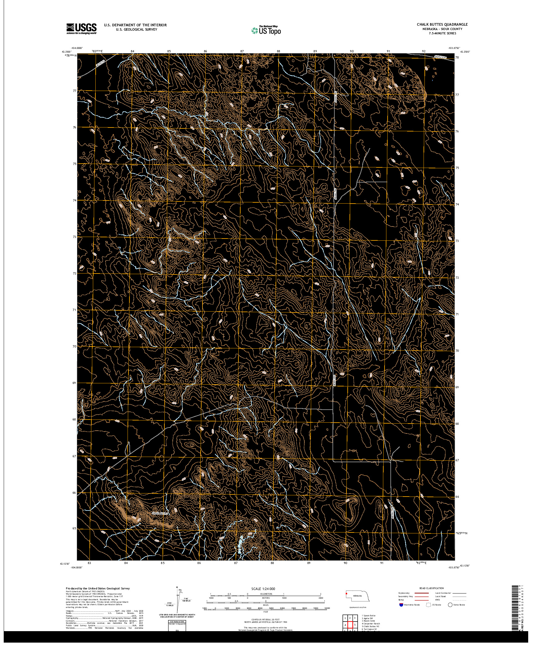 USGS US TOPO 7.5-MINUTE MAP FOR CHALK BUTTES, NE 2021