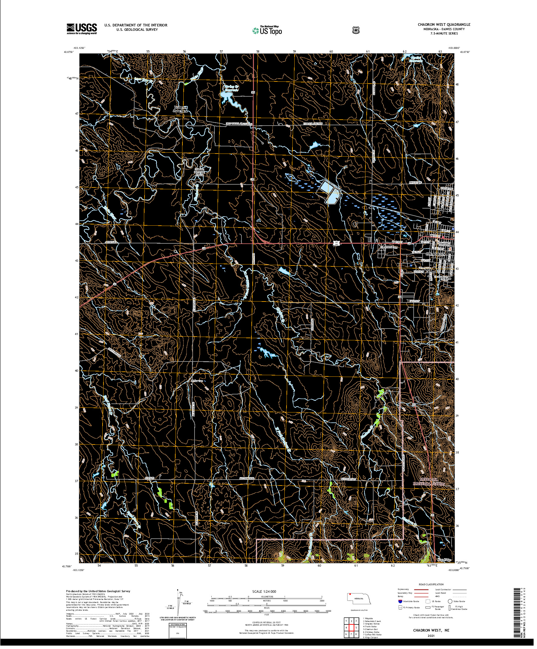 USGS US TOPO 7.5-MINUTE MAP FOR CHADRON WEST, NE 2021