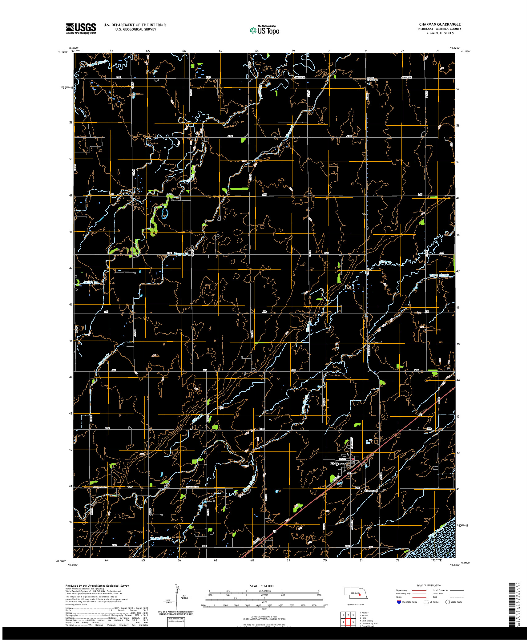 USGS US TOPO 7.5-MINUTE MAP FOR CHAPMAN, NE 2021