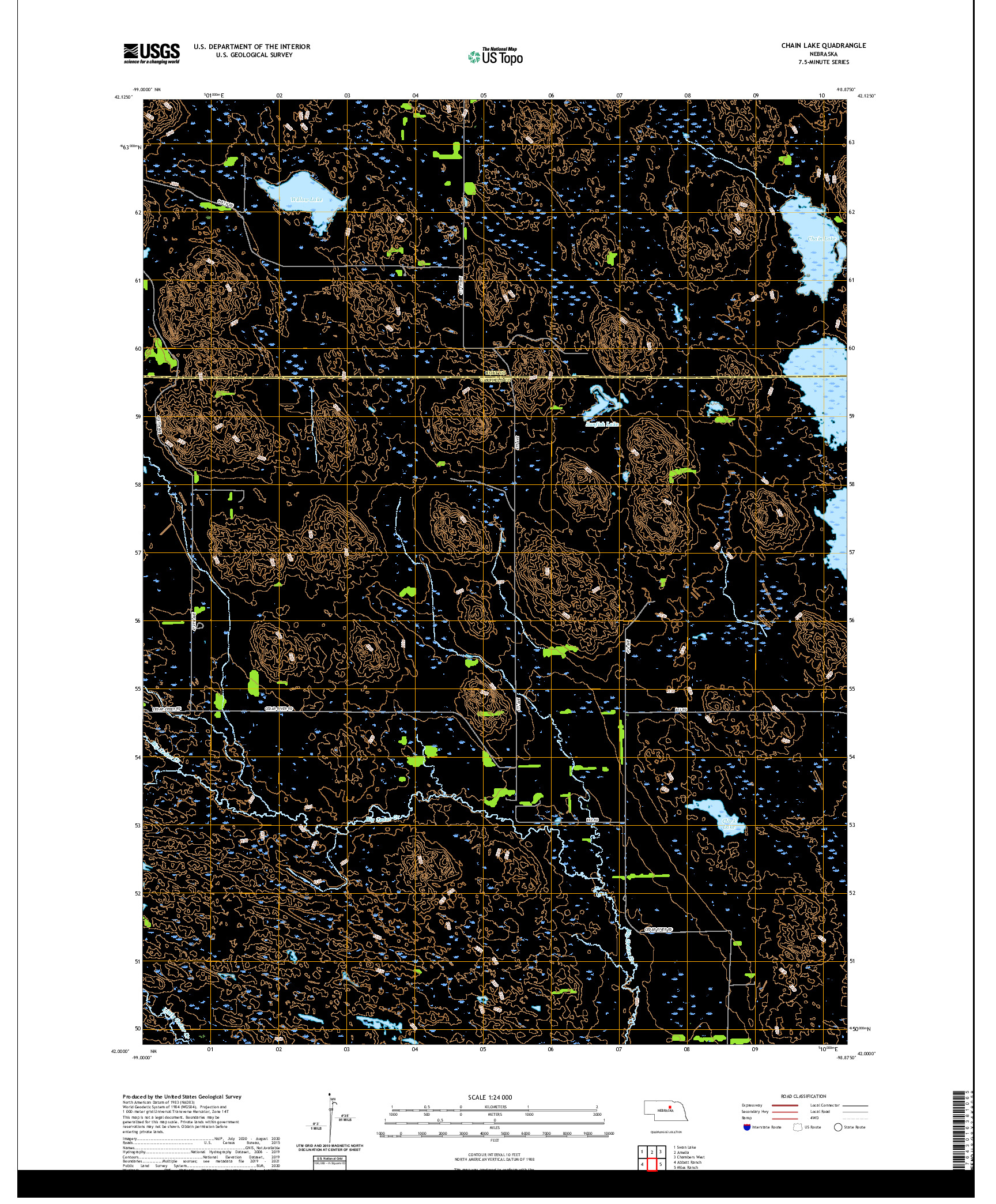 USGS US TOPO 7.5-MINUTE MAP FOR CHAIN LAKE, NE 2021