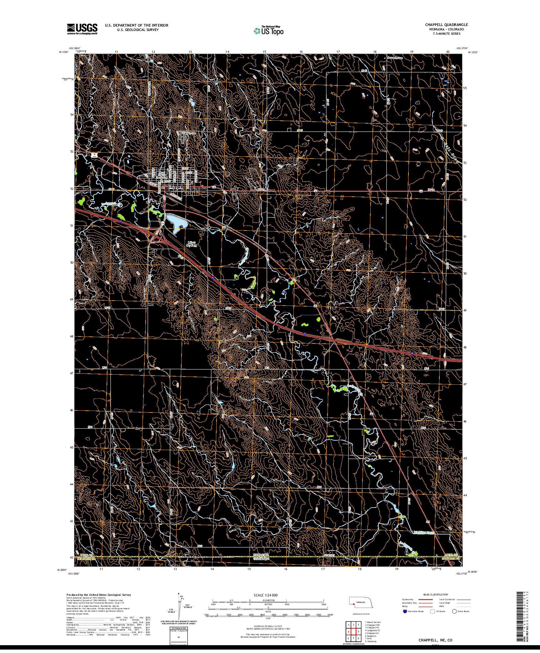 USGS US TOPO 7.5-MINUTE MAP FOR CHAPPELL, NE,CO 2021