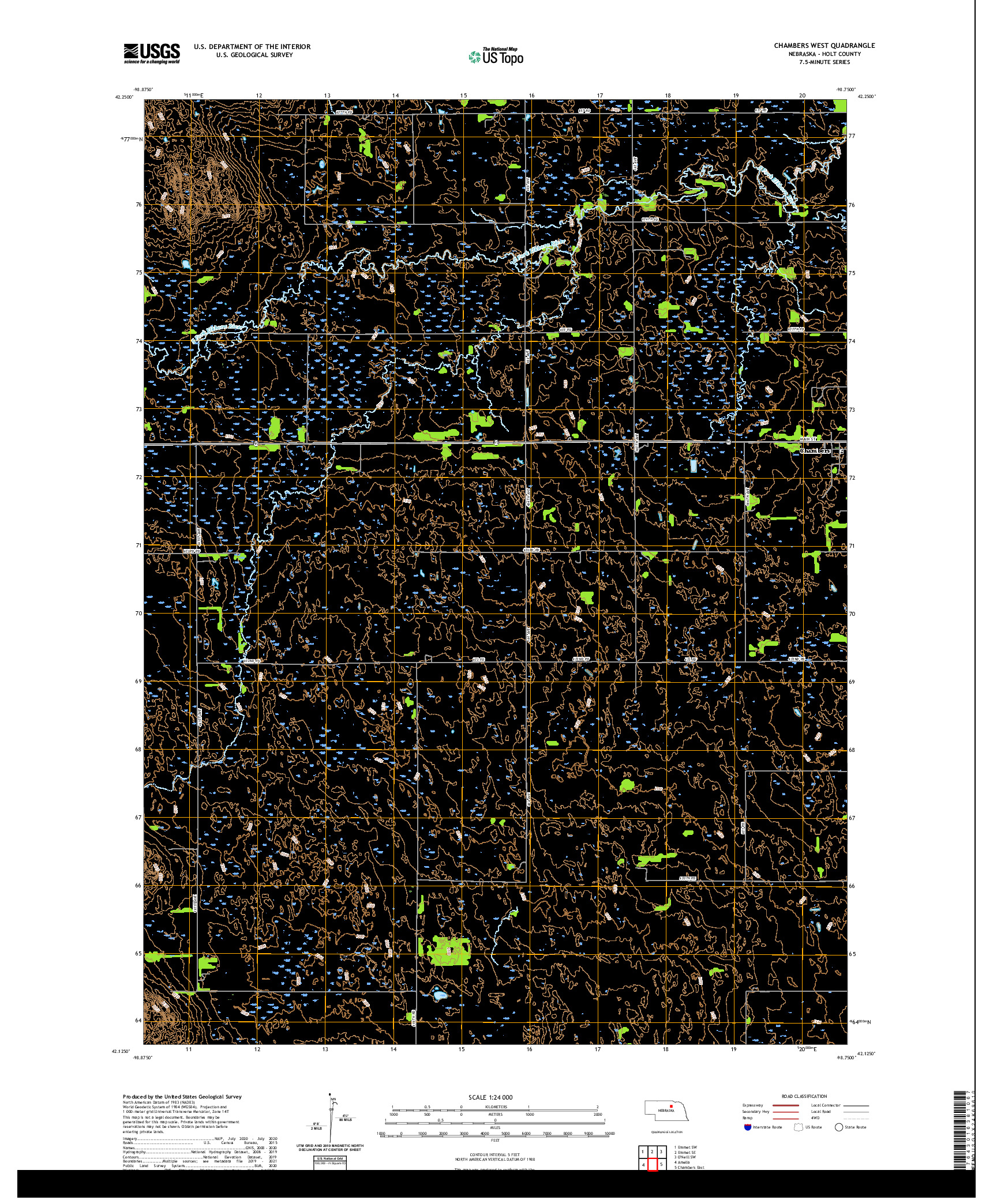 USGS US TOPO 7.5-MINUTE MAP FOR CHAMBERS WEST, NE 2021