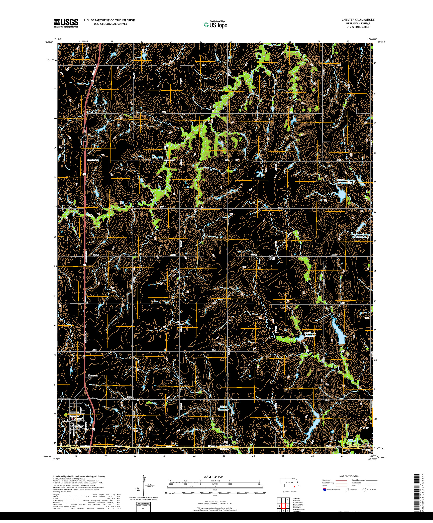 USGS US TOPO 7.5-MINUTE MAP FOR CHESTER, NE,KS 2021
