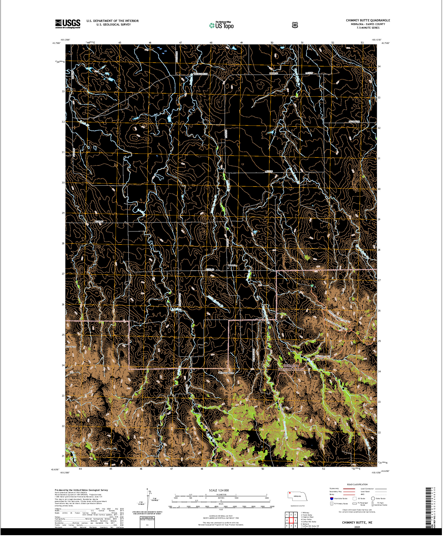USGS US TOPO 7.5-MINUTE MAP FOR CHIMNEY BUTTE, NE 2021