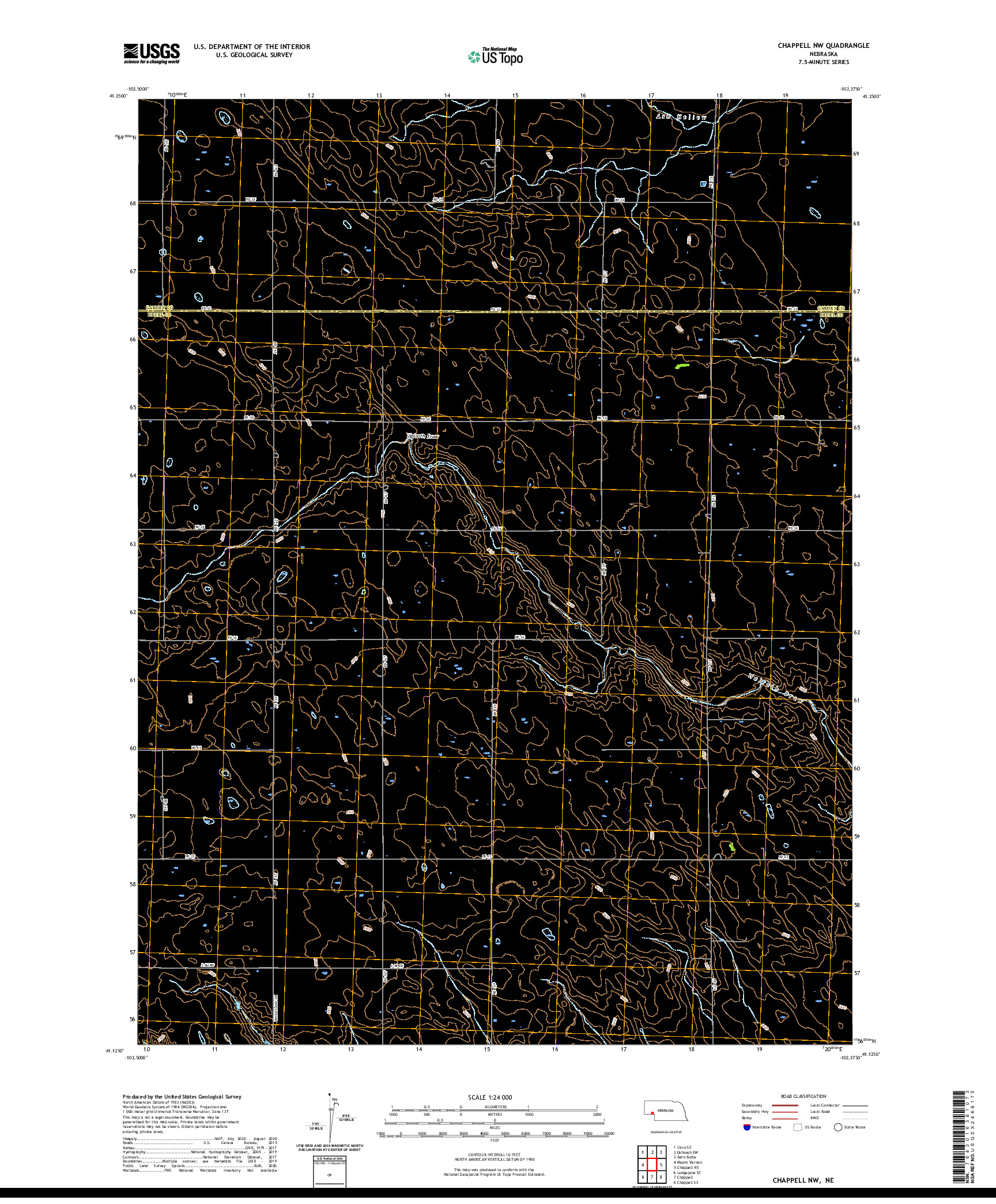 USGS US TOPO 7.5-MINUTE MAP FOR CHAPPELL NW, NE 2021