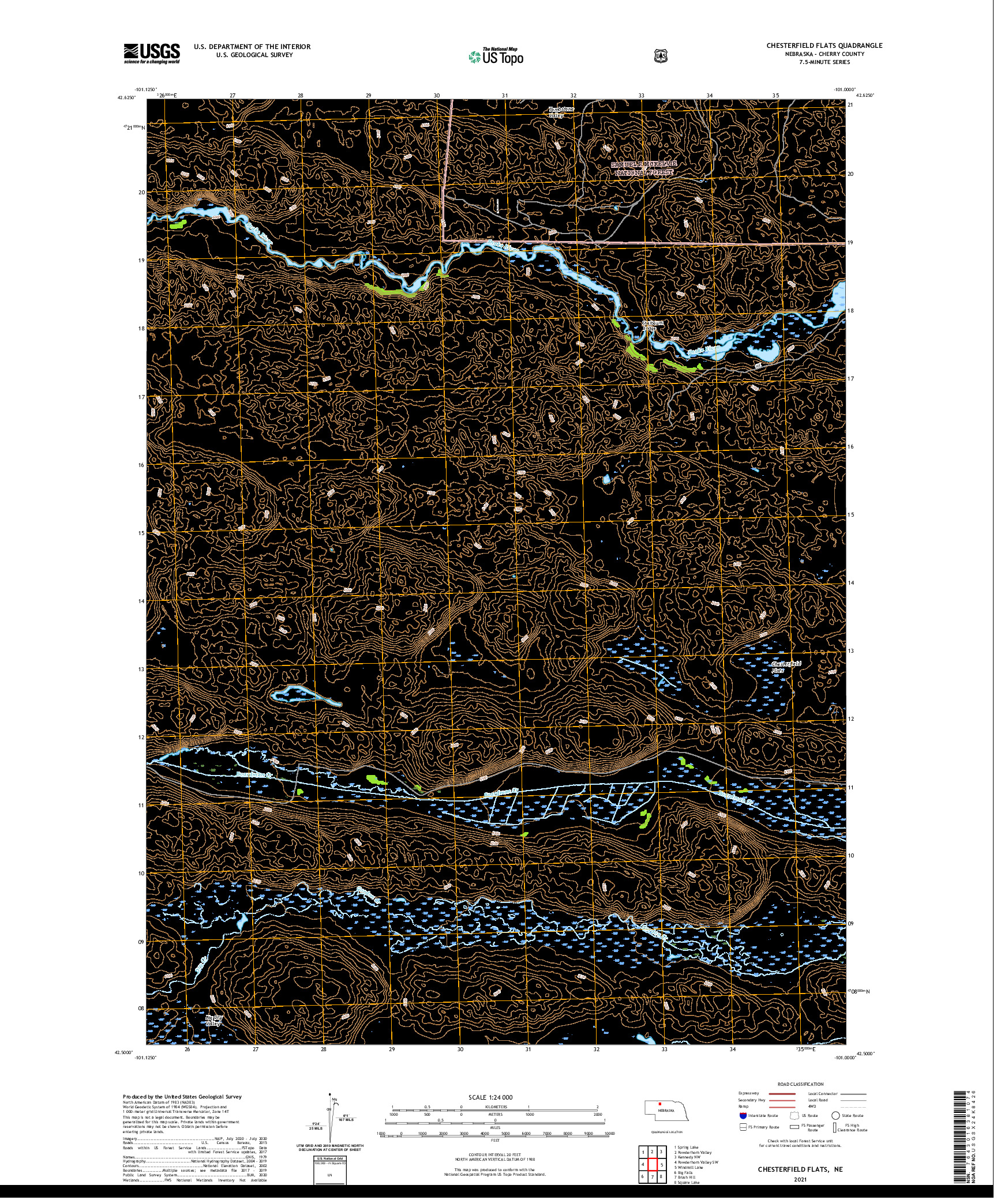 USGS US TOPO 7.5-MINUTE MAP FOR CHESTERFIELD FLATS, NE 2021