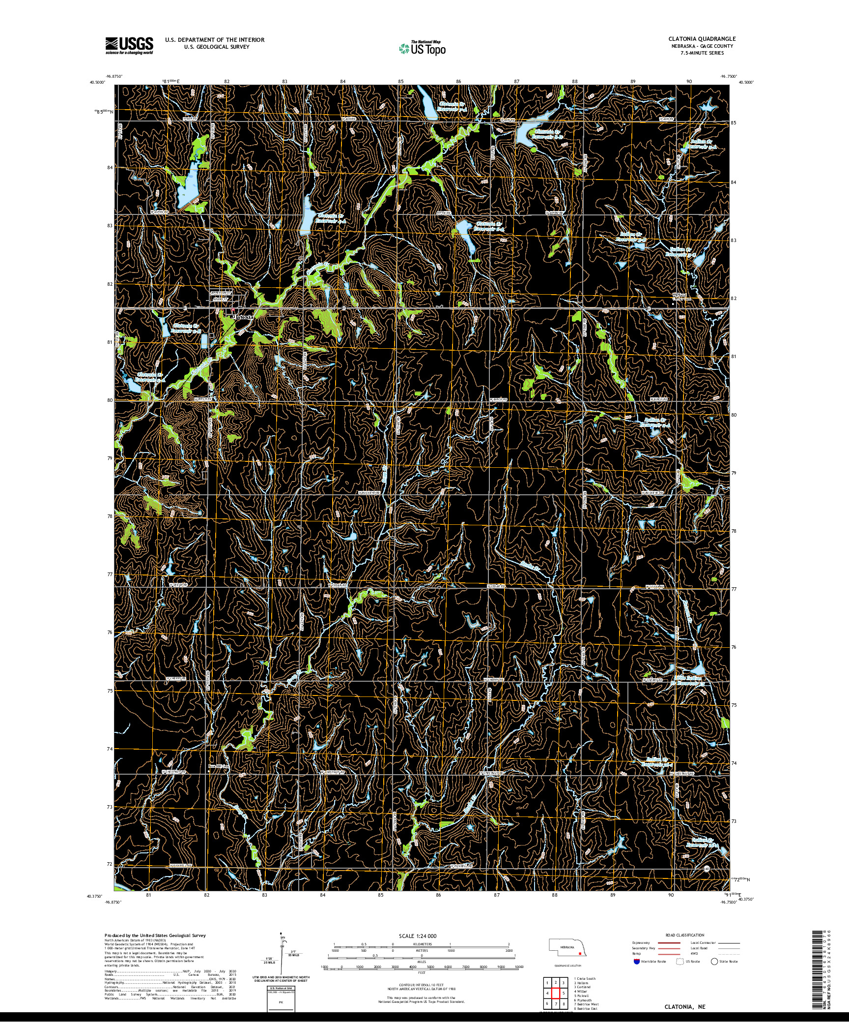 USGS US TOPO 7.5-MINUTE MAP FOR CLATONIA, NE 2021