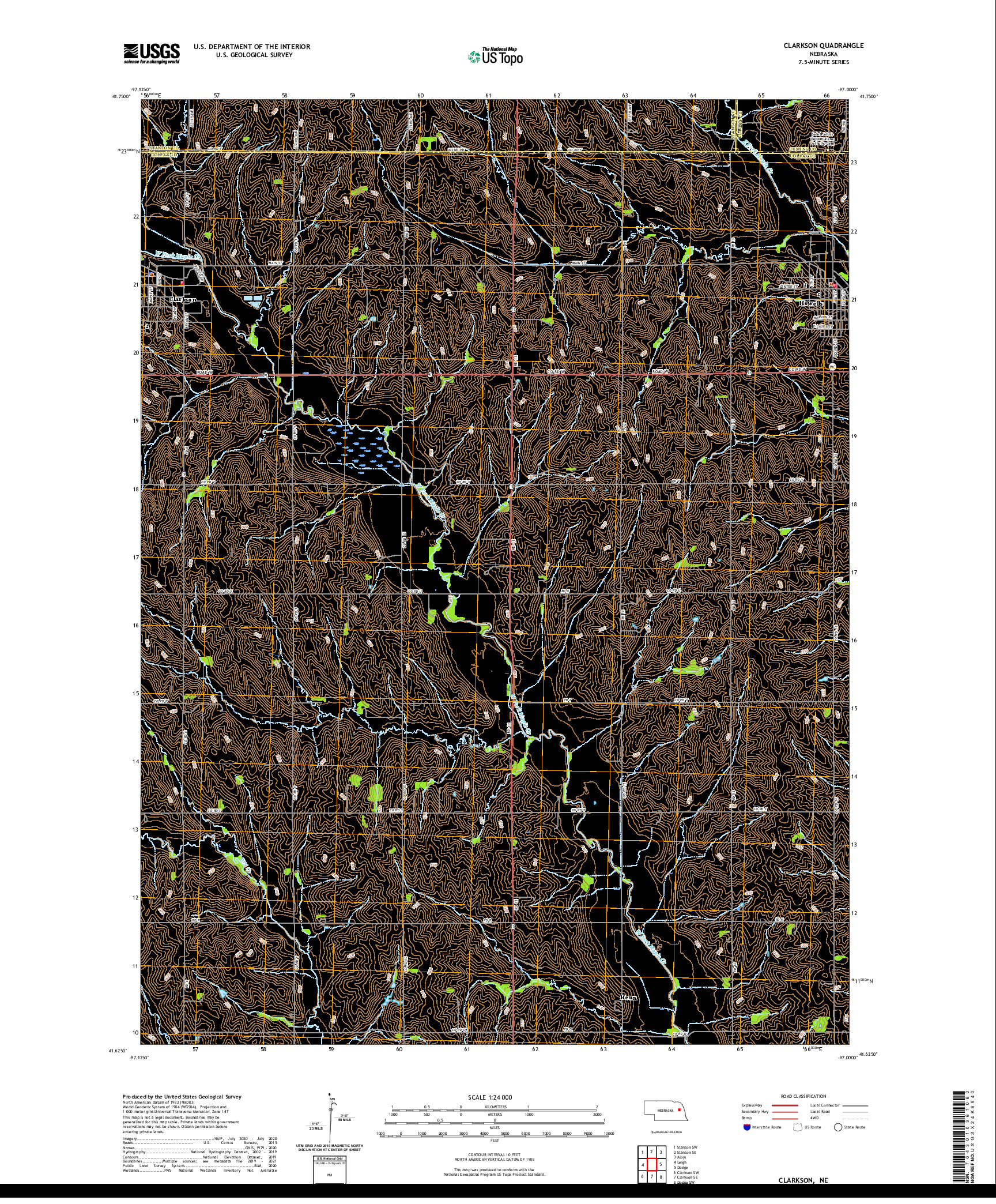 USGS US TOPO 7.5-MINUTE MAP FOR CLARKSON, NE 2021