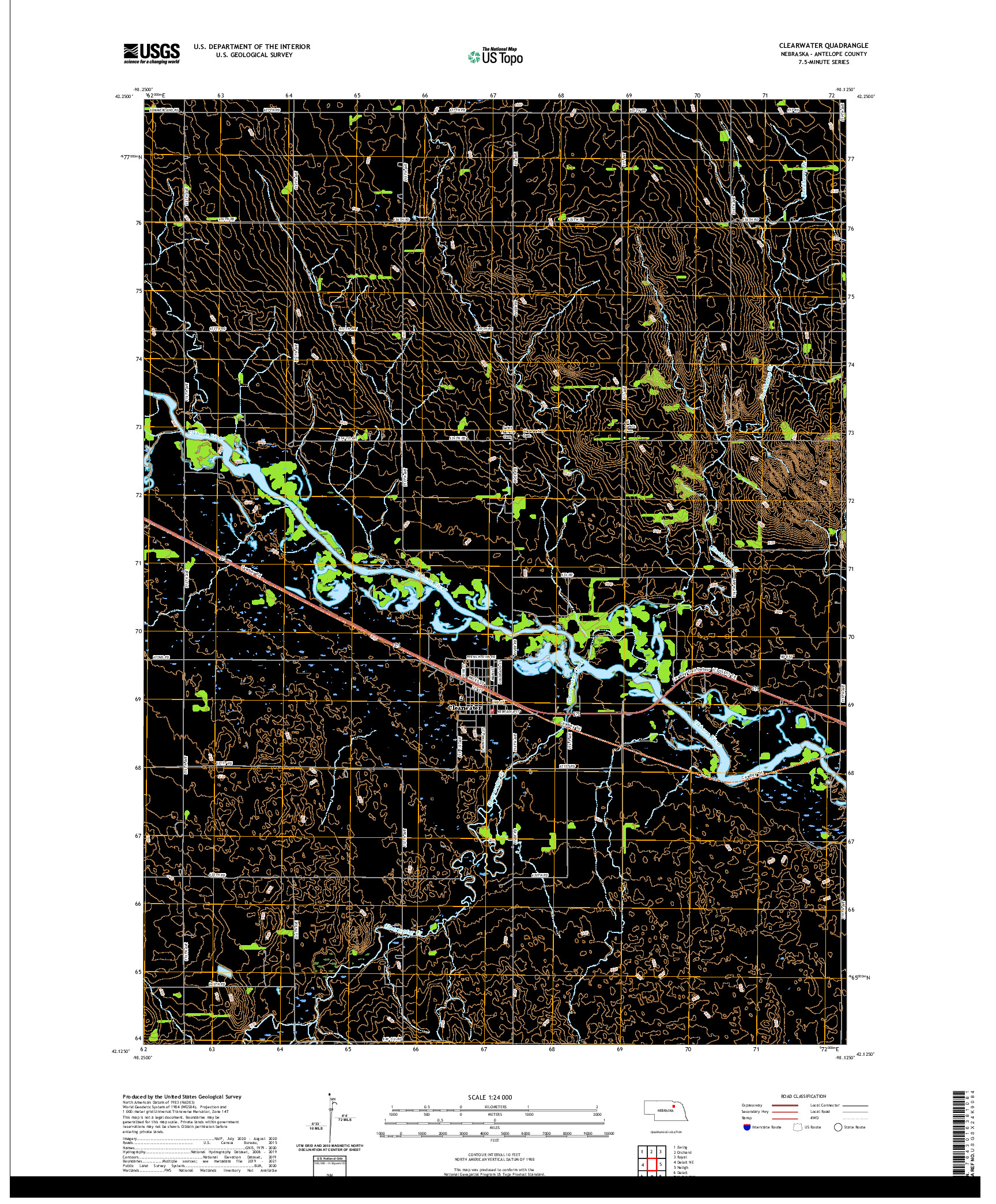 USGS US TOPO 7.5-MINUTE MAP FOR CLEARWATER, NE 2021
