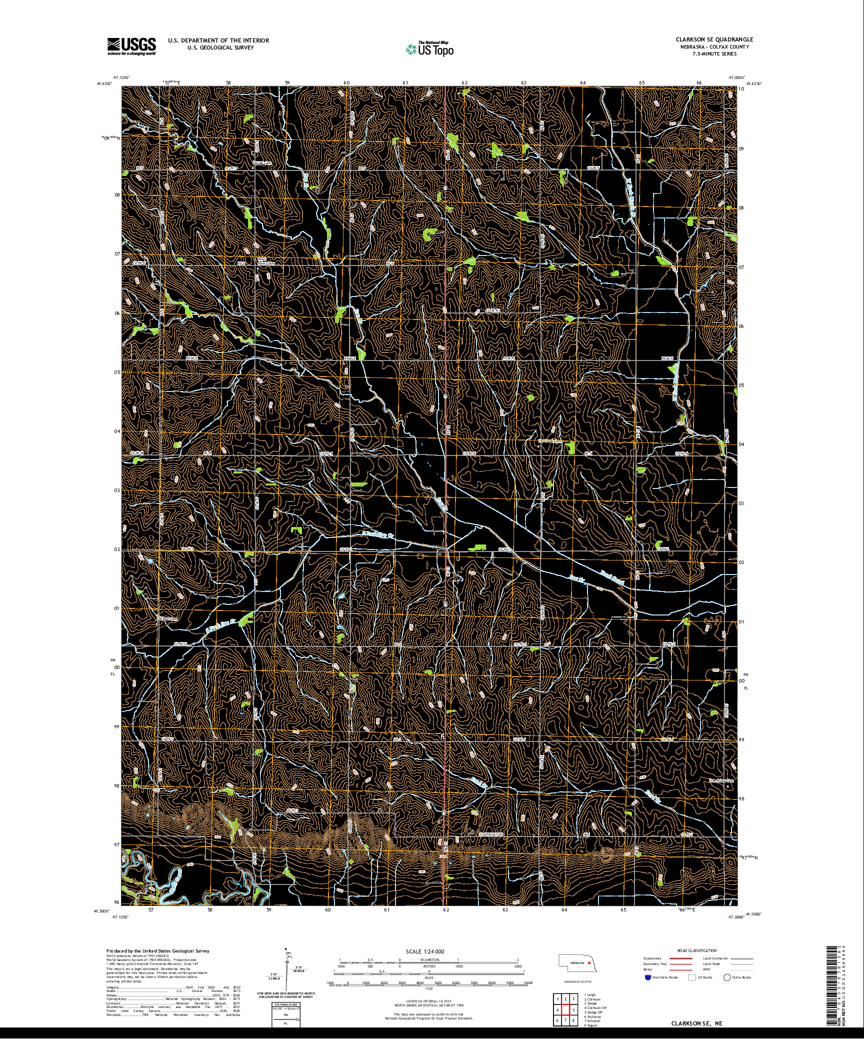 USGS US TOPO 7.5-MINUTE MAP FOR CLARKSON SE, NE 2021