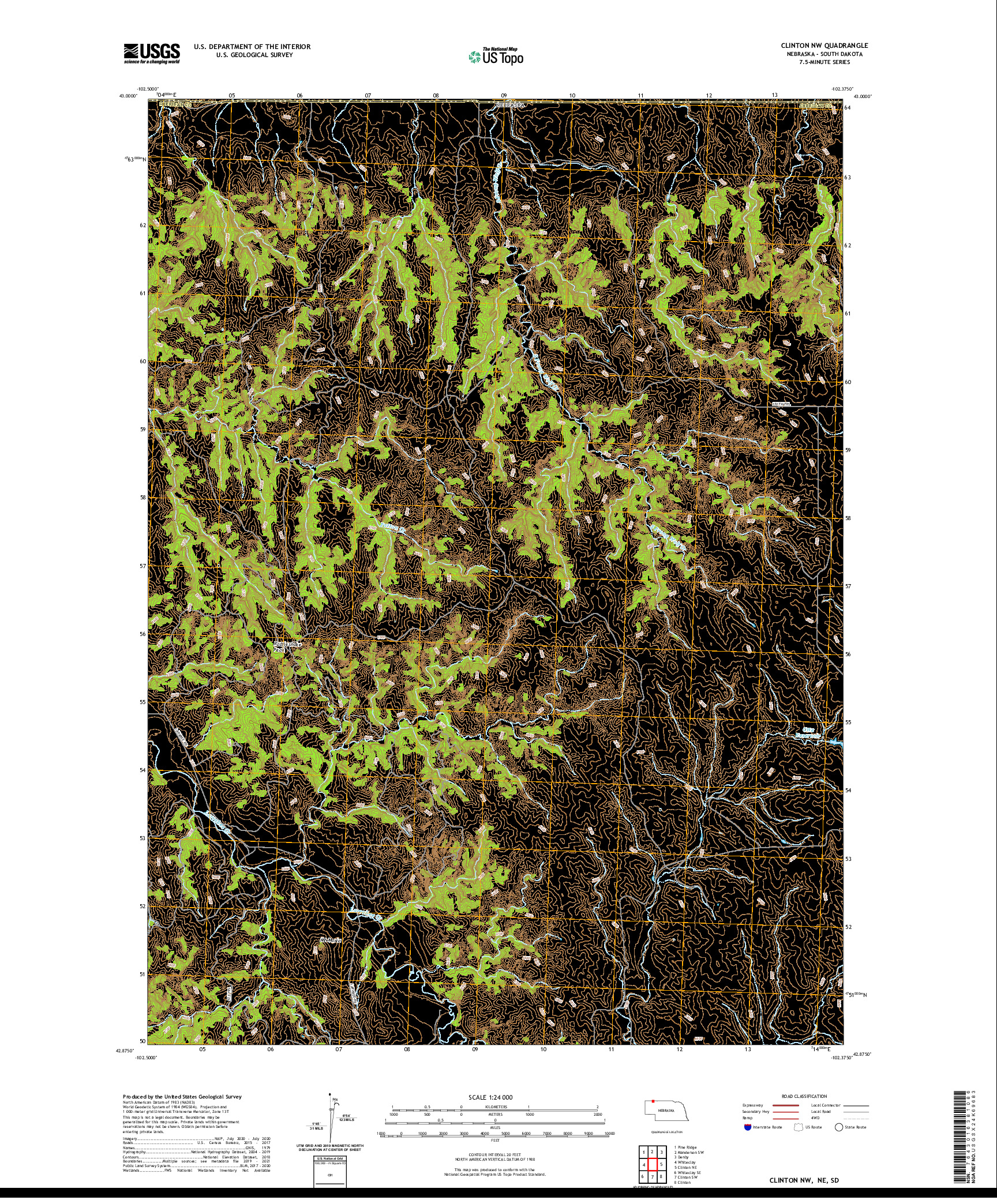 USGS US TOPO 7.5-MINUTE MAP FOR CLINTON NW, NE,SD 2021