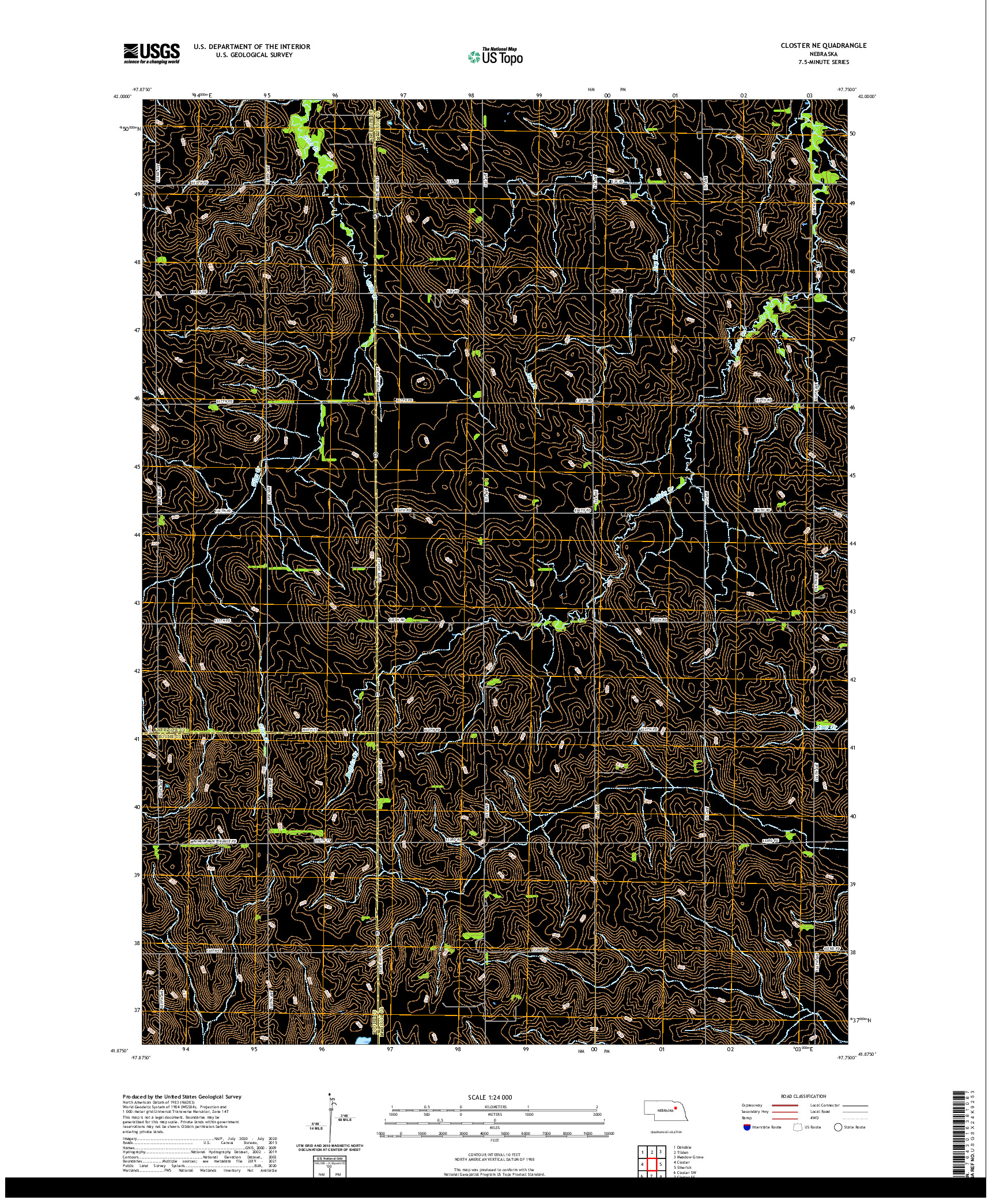 USGS US TOPO 7.5-MINUTE MAP FOR CLOSTER NE, NE 2021